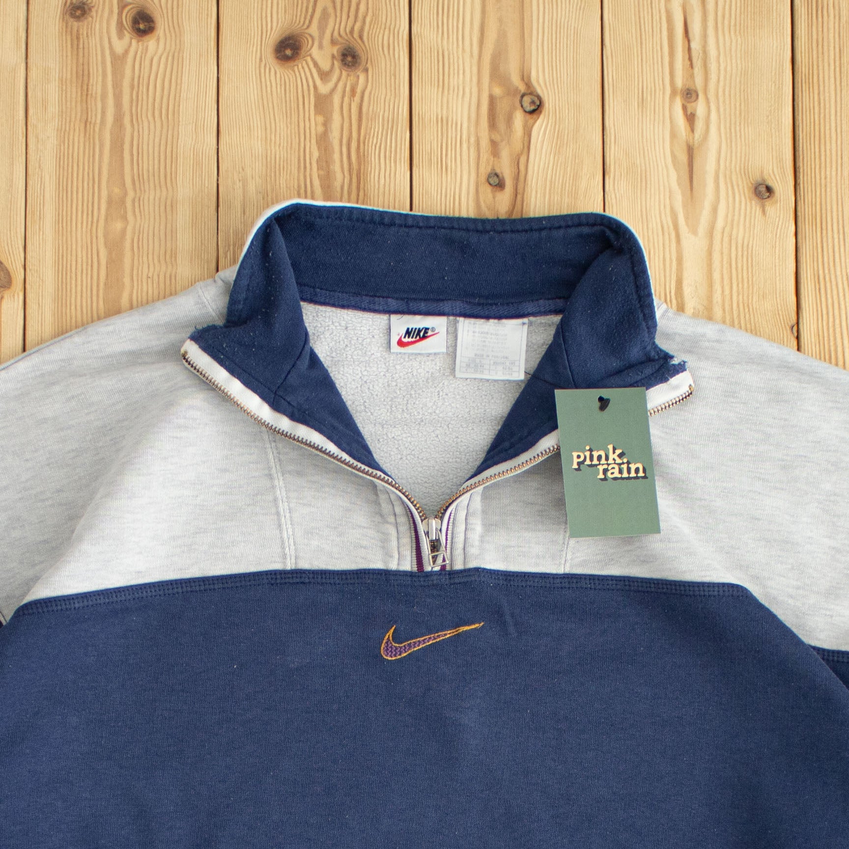 (L) Nike Oregon Vintage Embroidered Quarter-Zip Blue