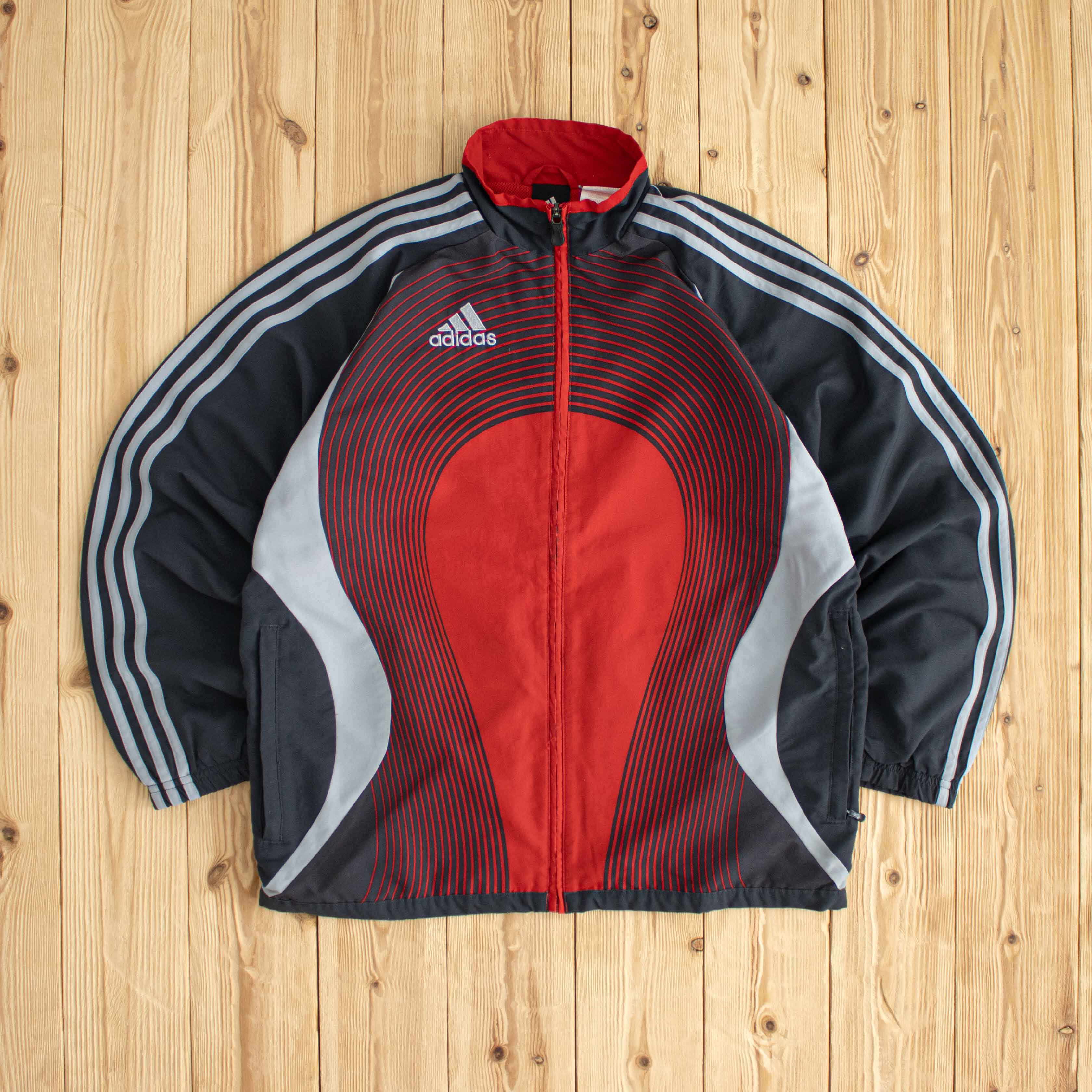 (S) Adidas Vintage Embroidered Jacket Red Gray