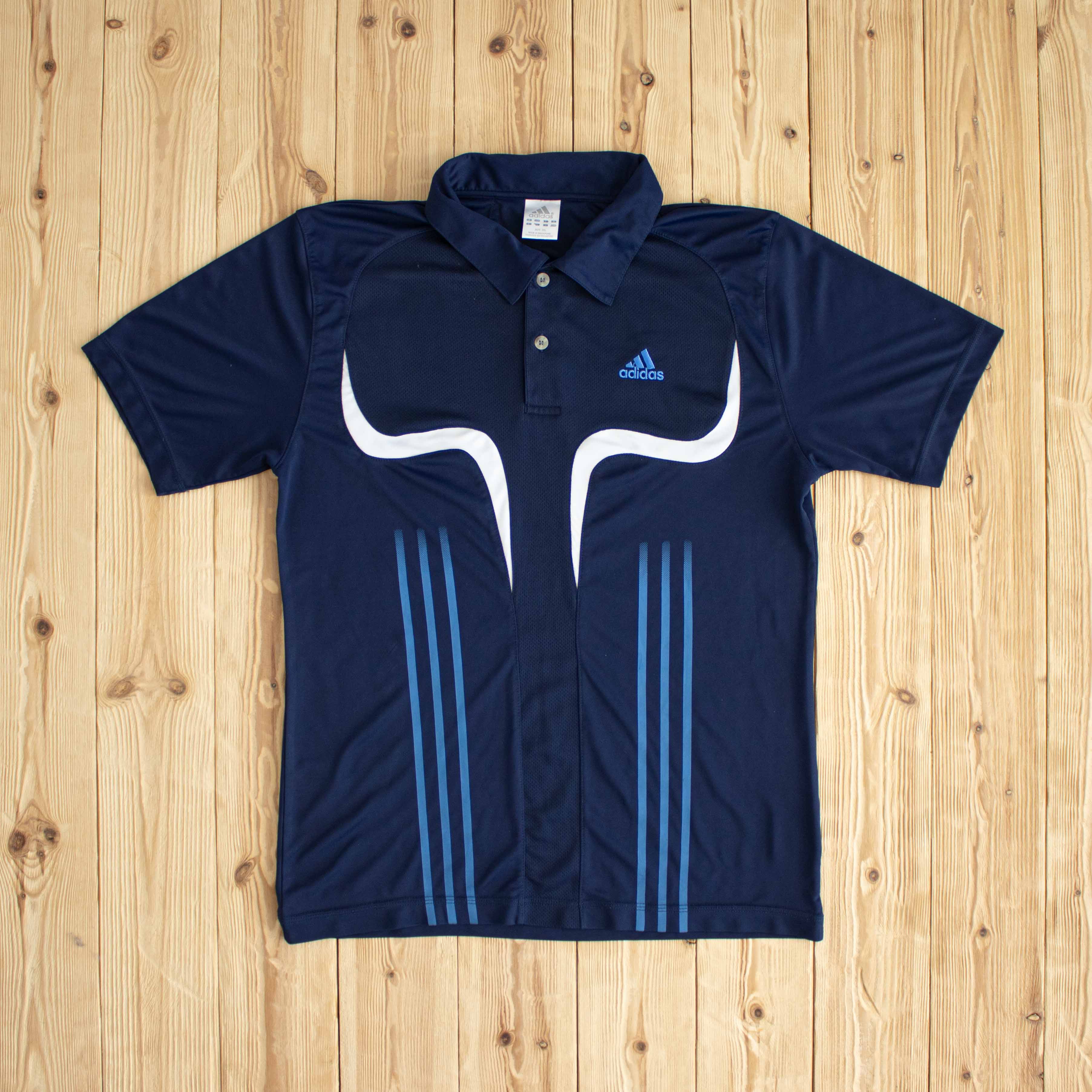 (M) Adidas Vintage Embroidered Polo Blue