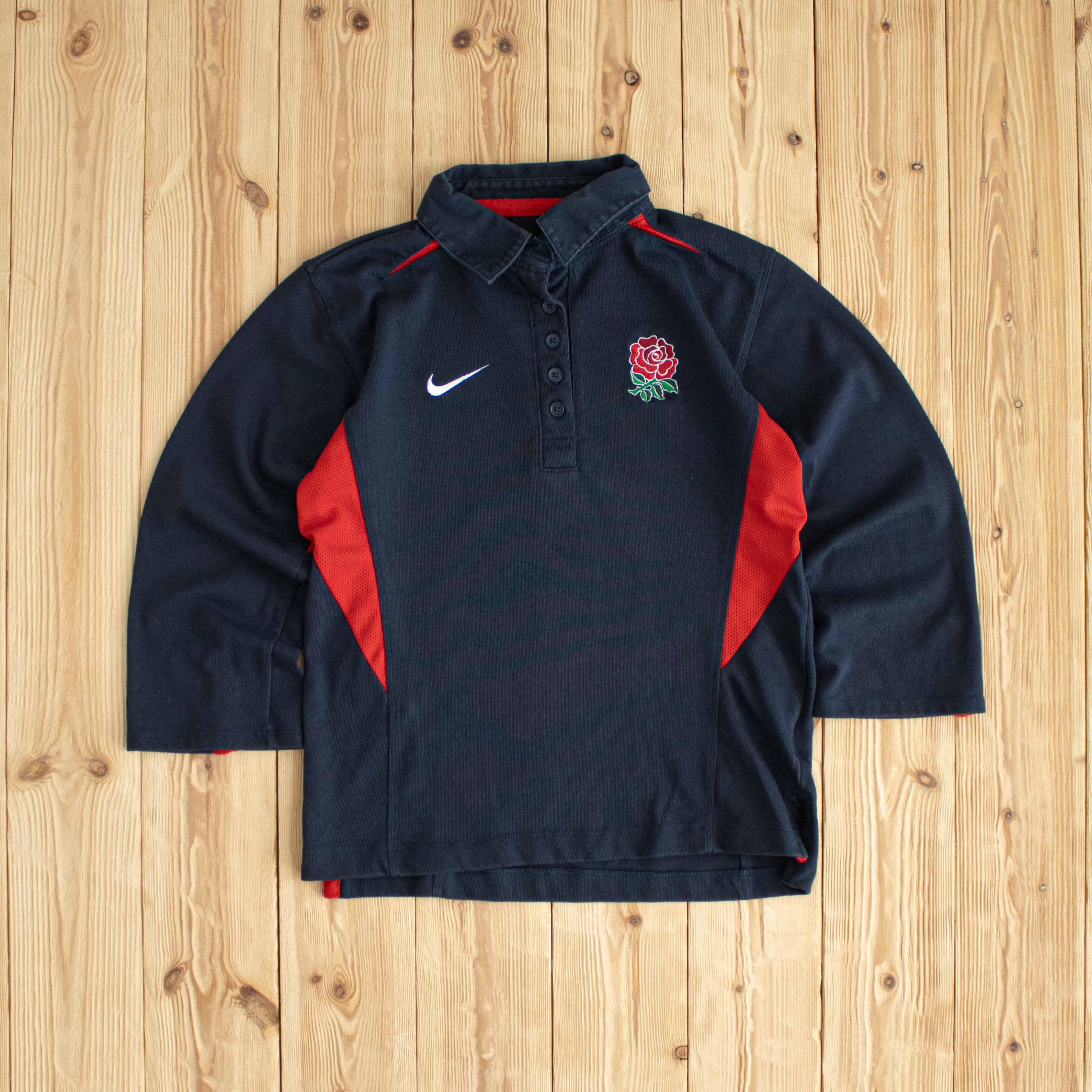 (XS/S) Nike England Rugby Vintage Embroidered 1/2 Sleeve Shirt Blue