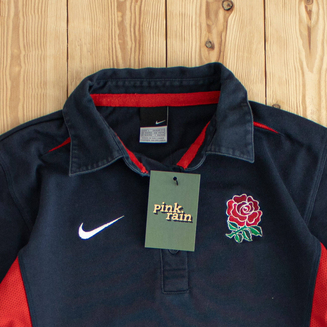 (XS/S) Nike England Rugby Vintage Embroidered 1/2 Sleeve Shirt Blue