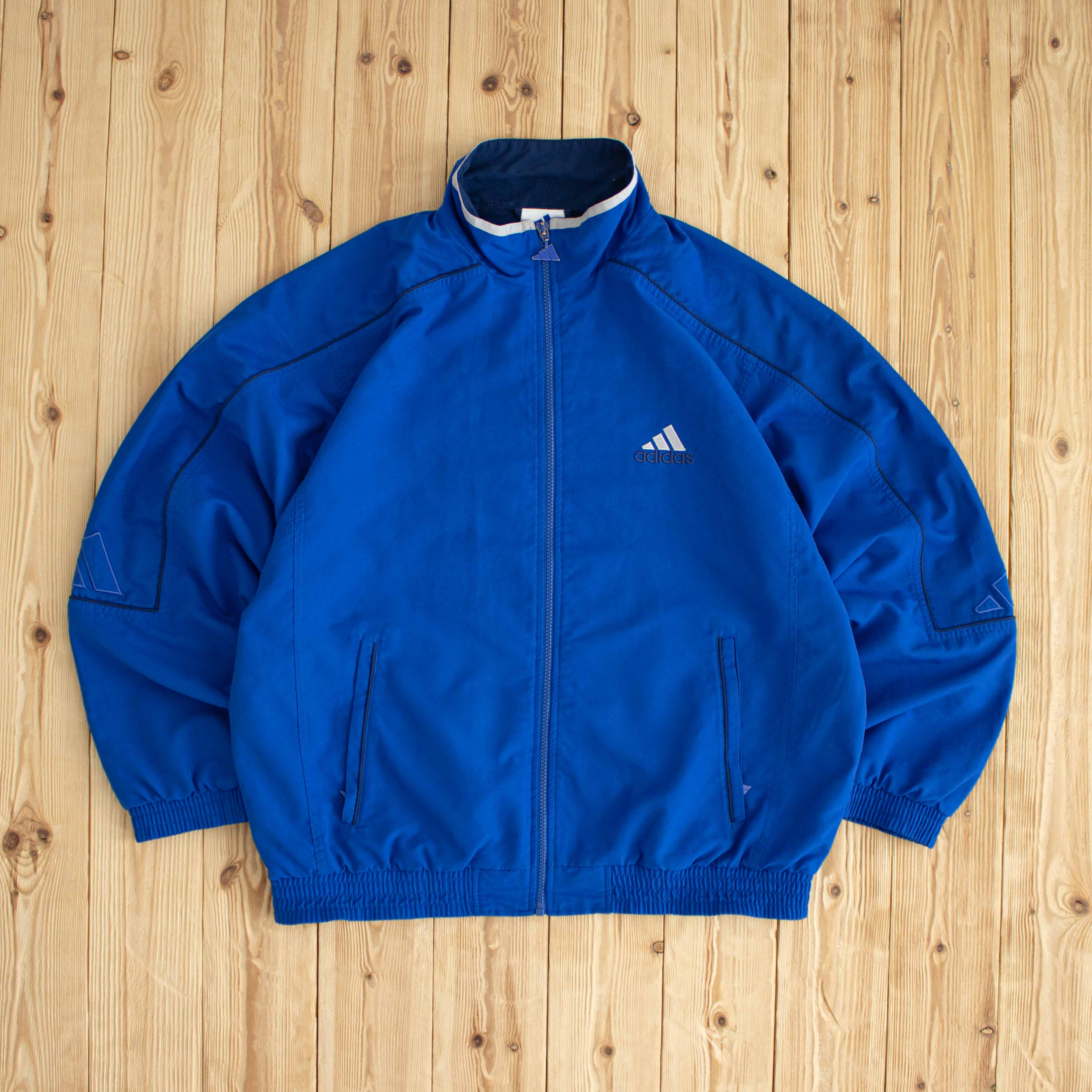 (L) Adidas Vintage Embroidered Jacket Blue