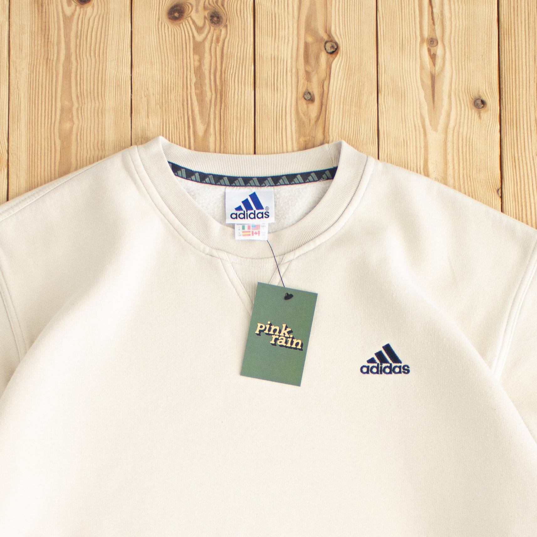 (L) Adidas Vintage Embroidered Sweatshirt Beige