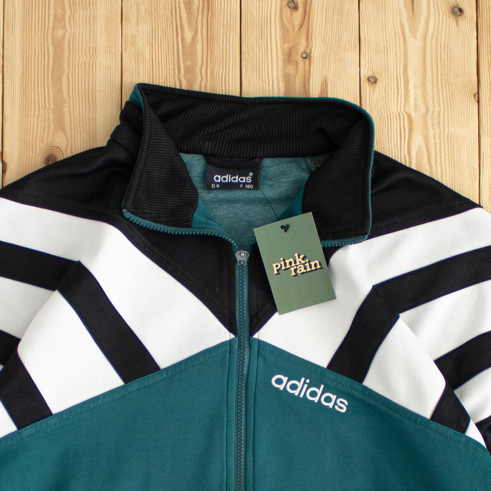 (M) Adidas Vintage Embroidered Full-Zip Sweatshirt Green