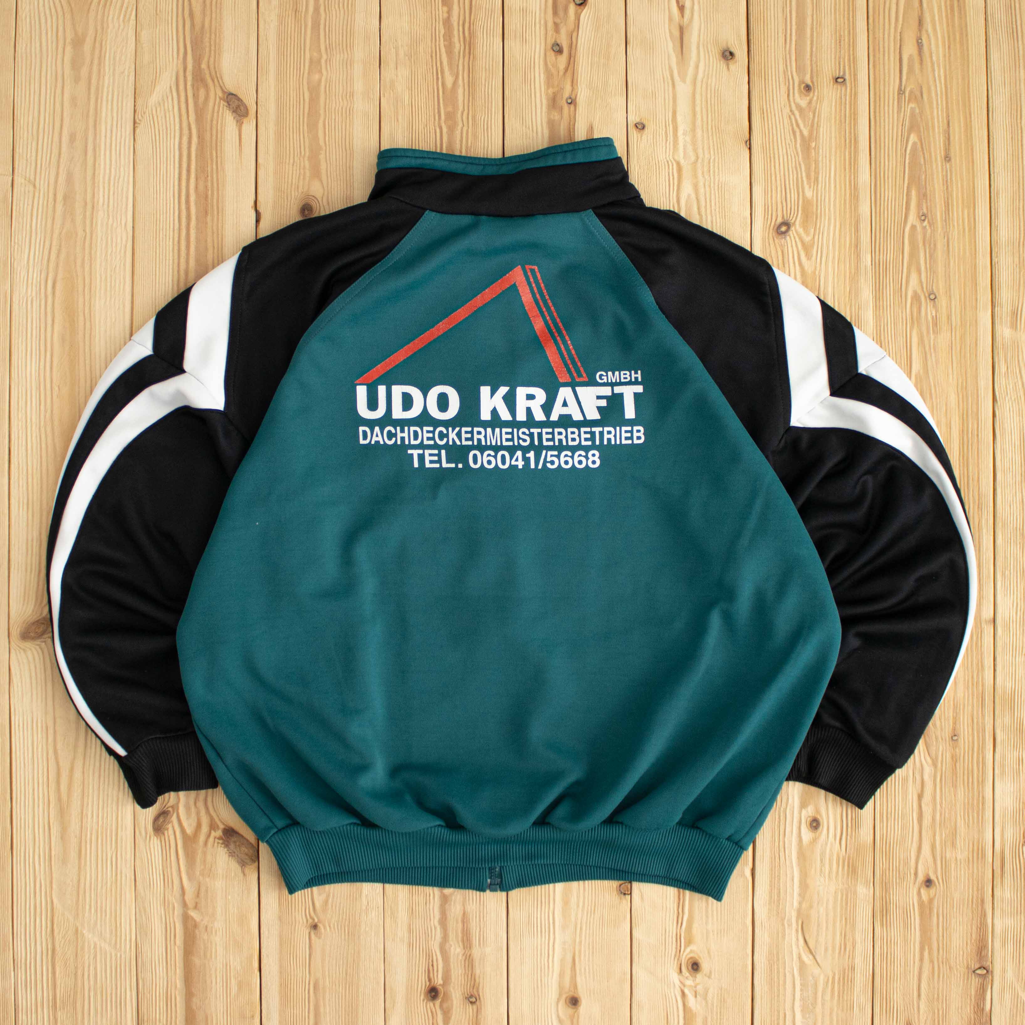(M) Adidas Vintage Embroidered Full-Zip Sweatshirt Green