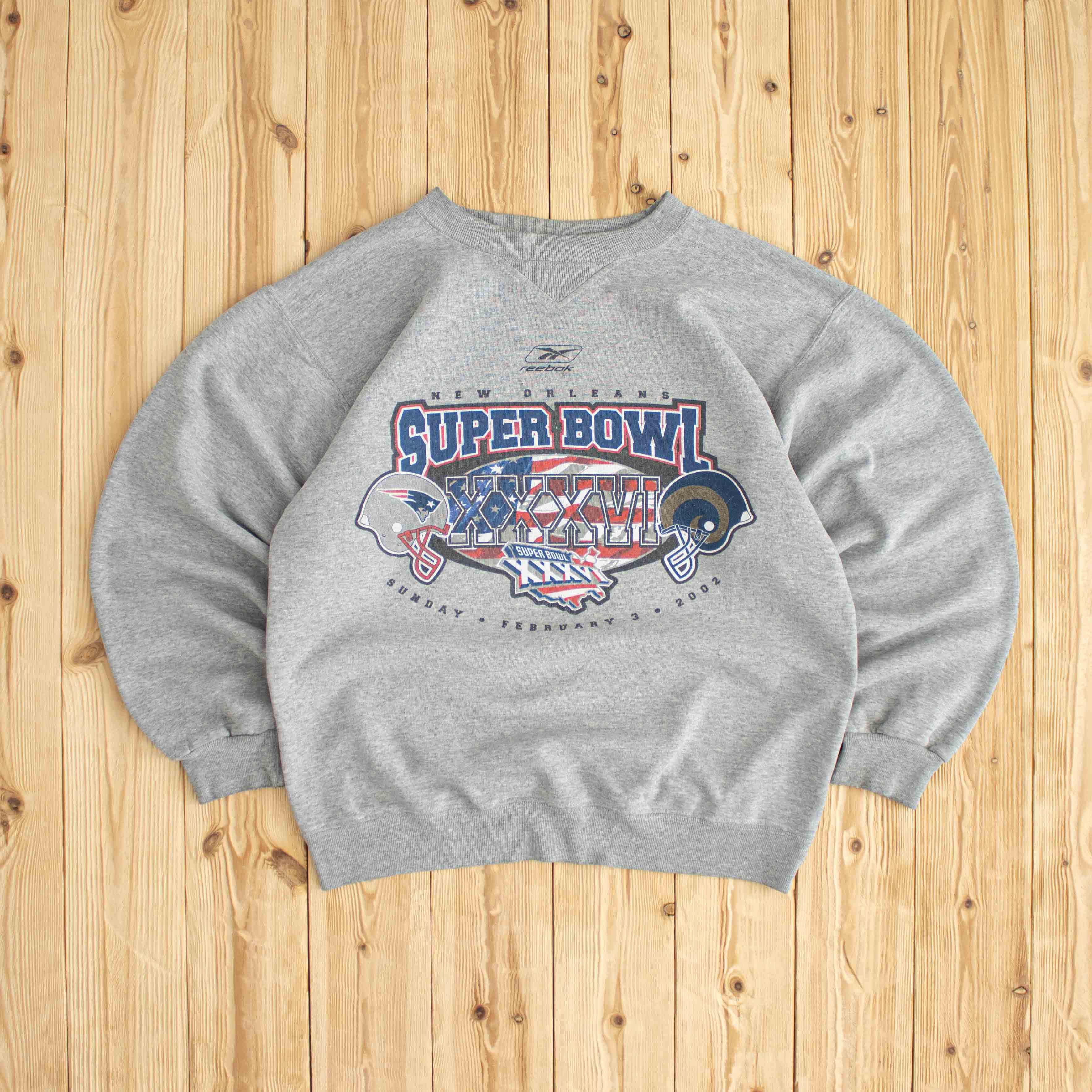 (M) 2002 Reebok Superbowl Vintage Sweatshirt Gray
