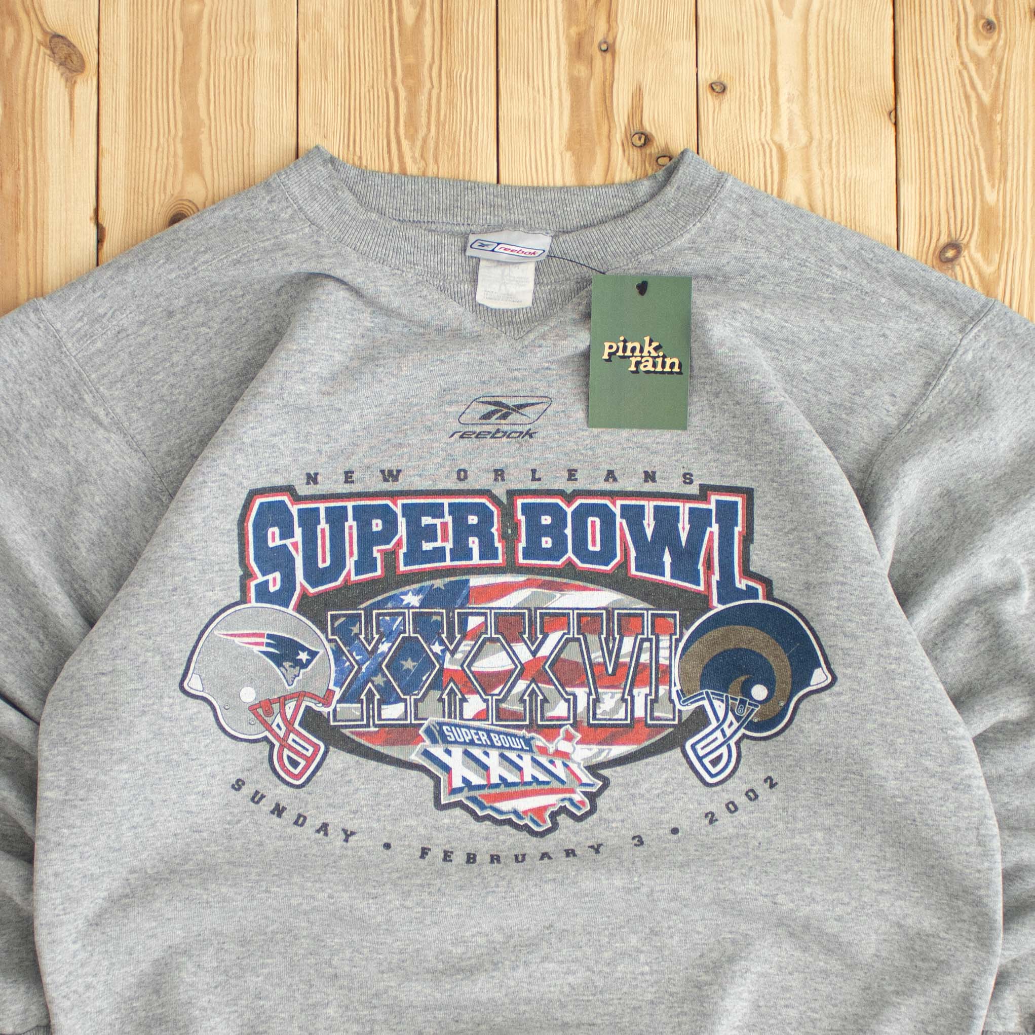 (M) 2002 Reebok Superbowl Vintage Sweatshirt Gray