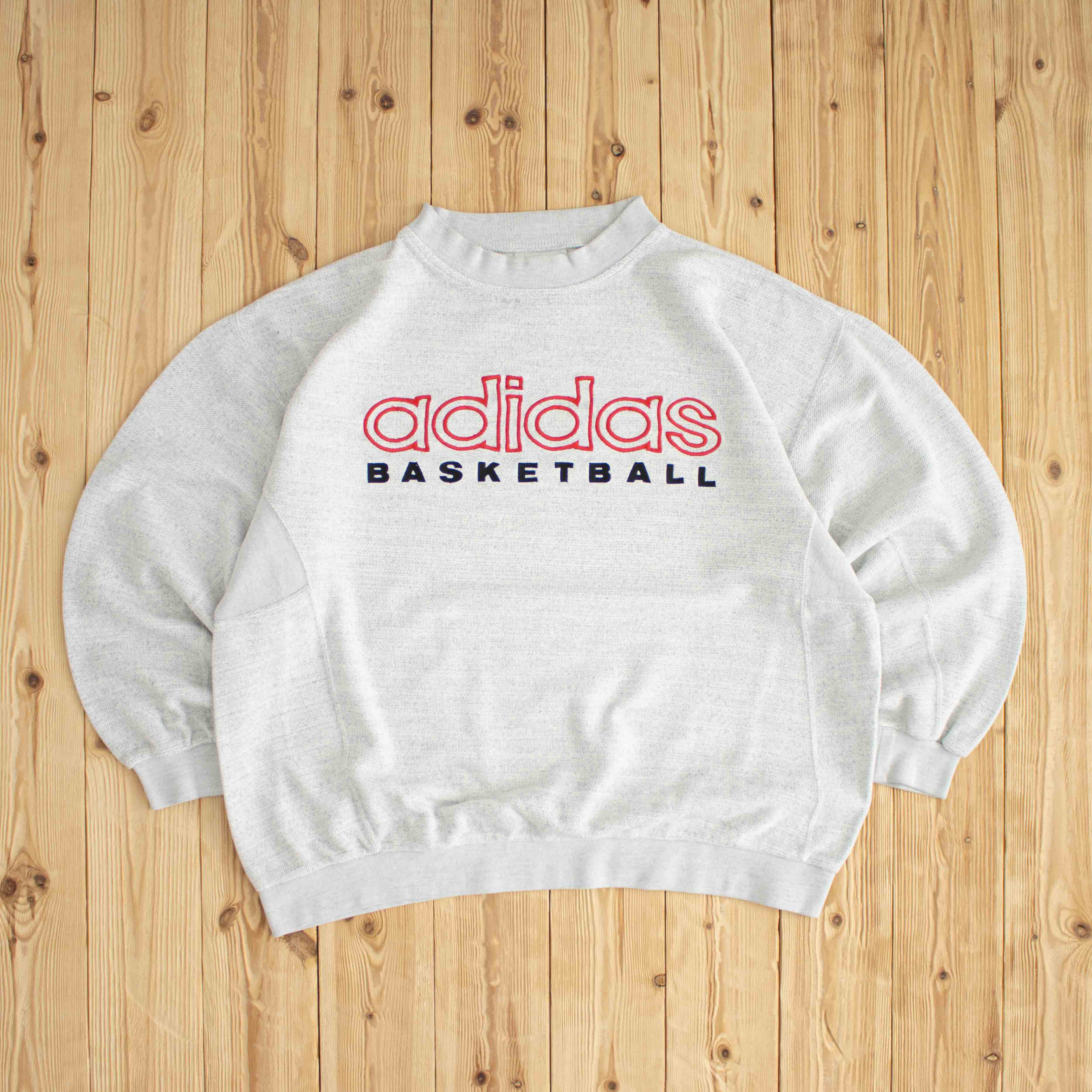 (L/XL) Adidas Basketball Vintage Embroidered Sweatshirt White