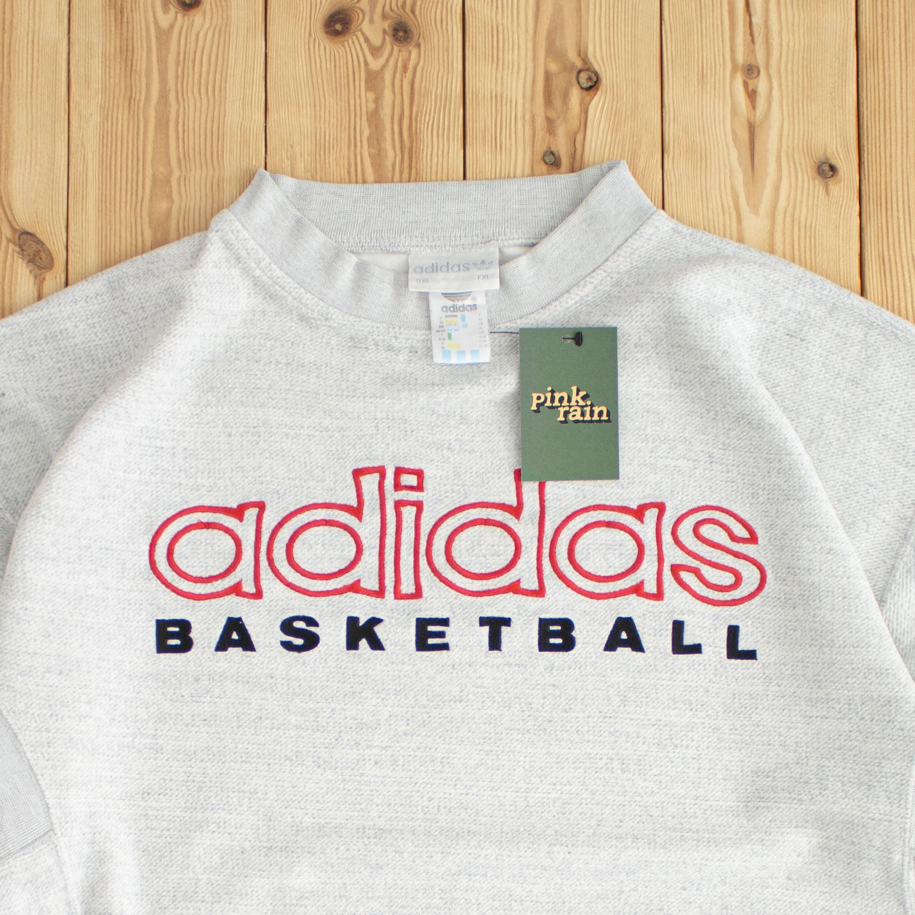 (L/XL) Adidas Basketball Vintage Embroidered Sweatshirt White