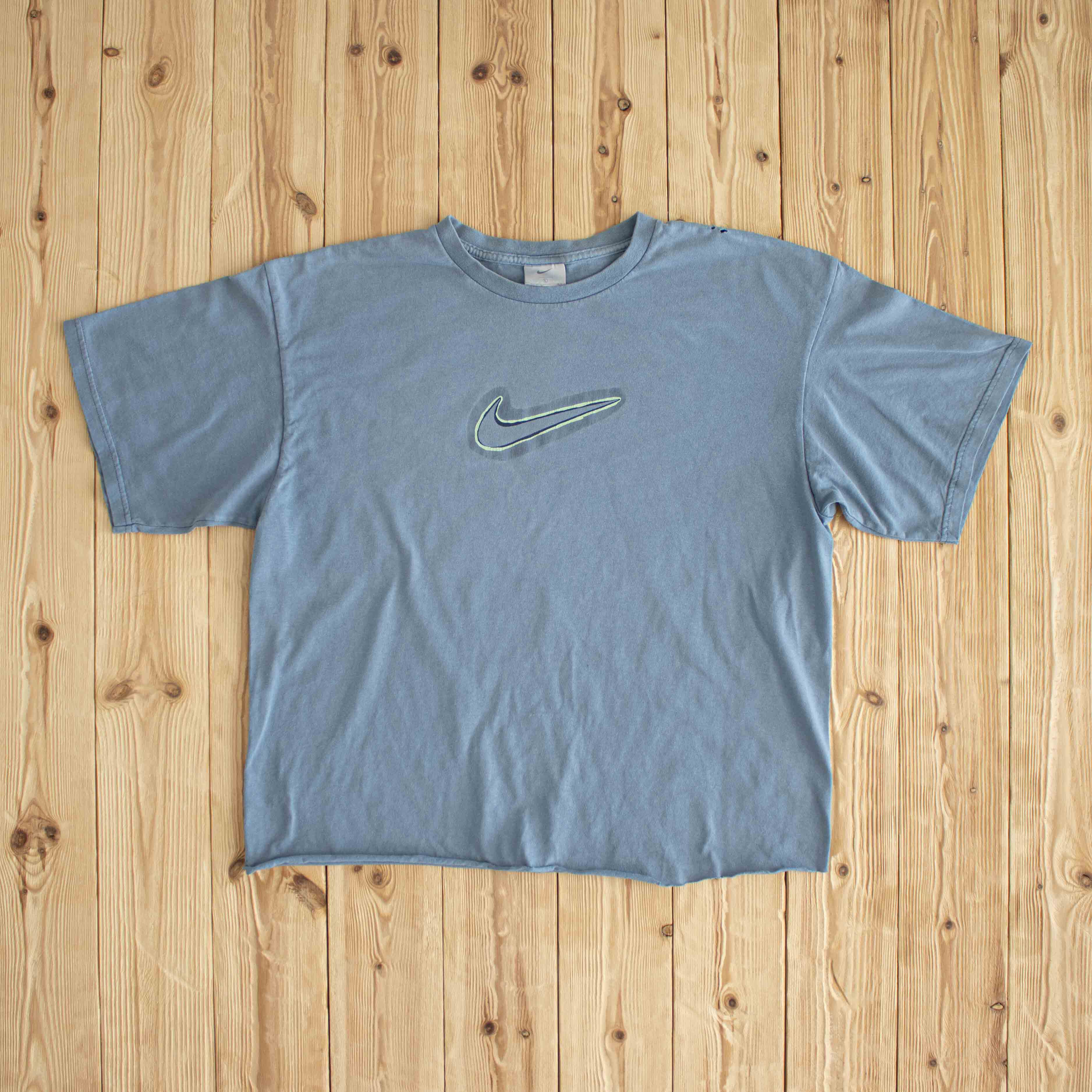 (M/L) Nike Swoosh Vintage Cropped T-Shirt Blue