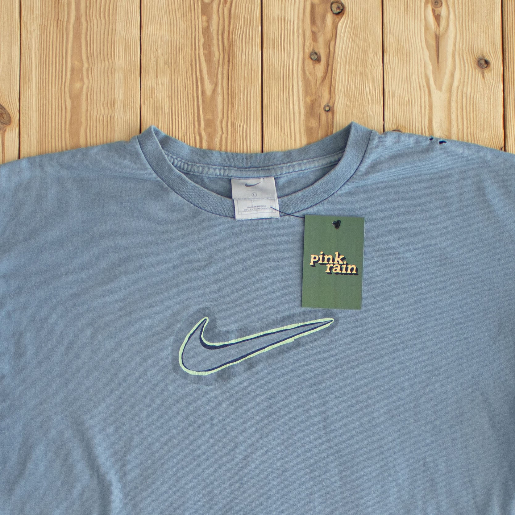 (M/L) Nike Swoosh Vintage Cropped T-Shirt Blue