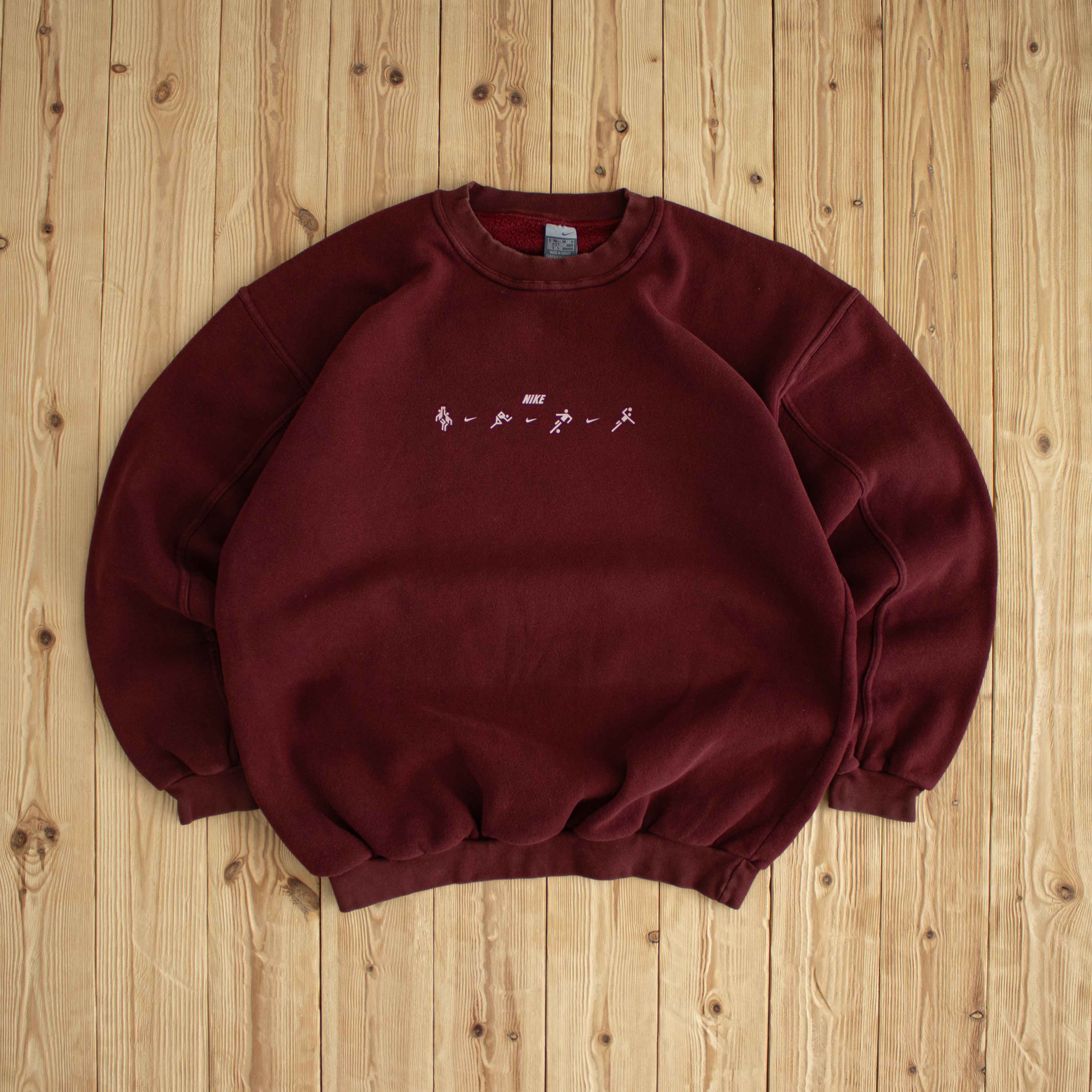 (L/XL) Nike Sports Vintage Sweatshirt Red Burgundy