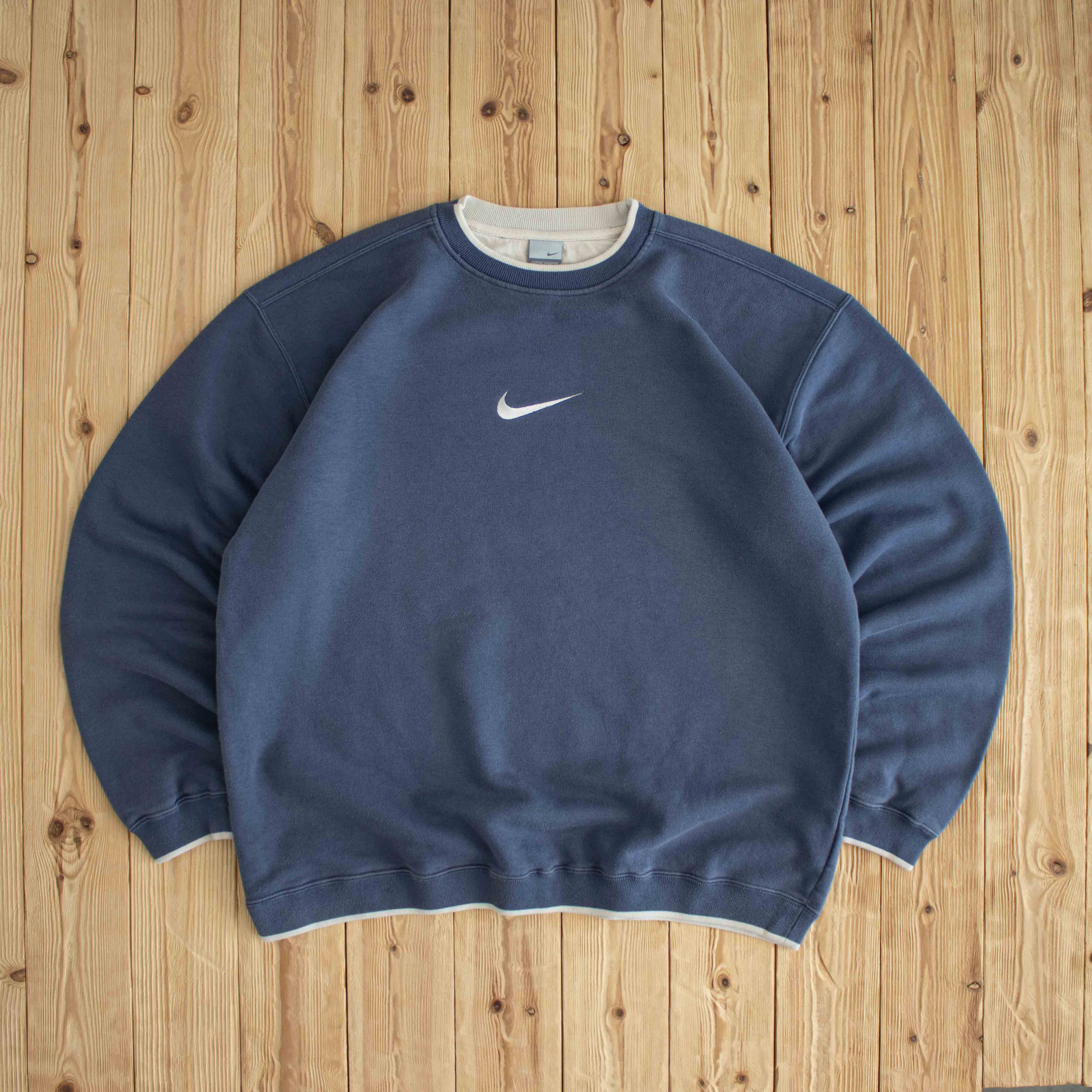 (XL/XXL) Nike Swoosh Vintage Embroidered Sweatshirt Blue