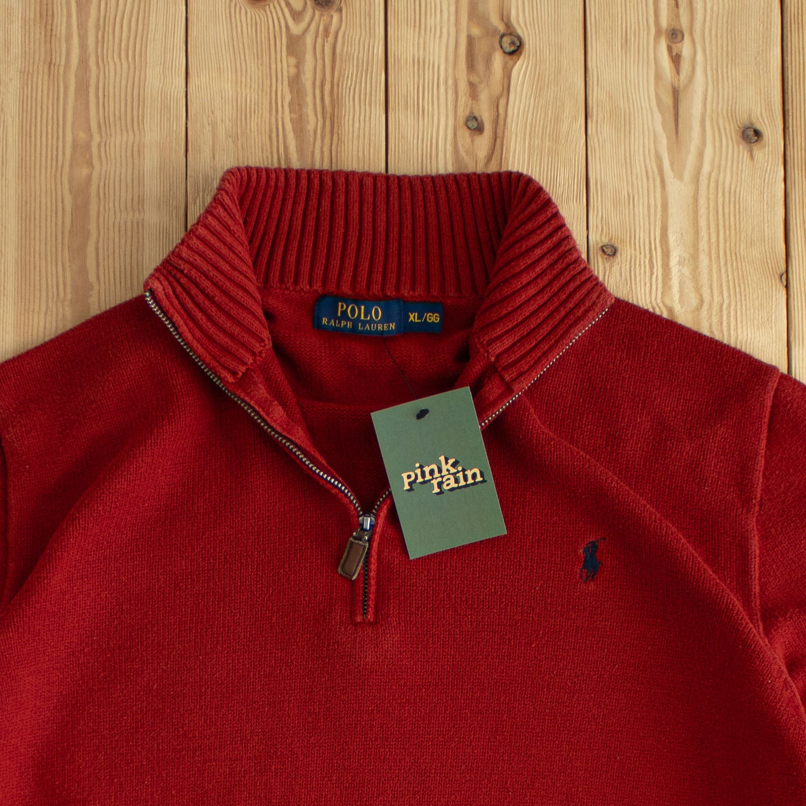 (M) Ralph Lauren Vintage Embroidered Quarter-Zip Red