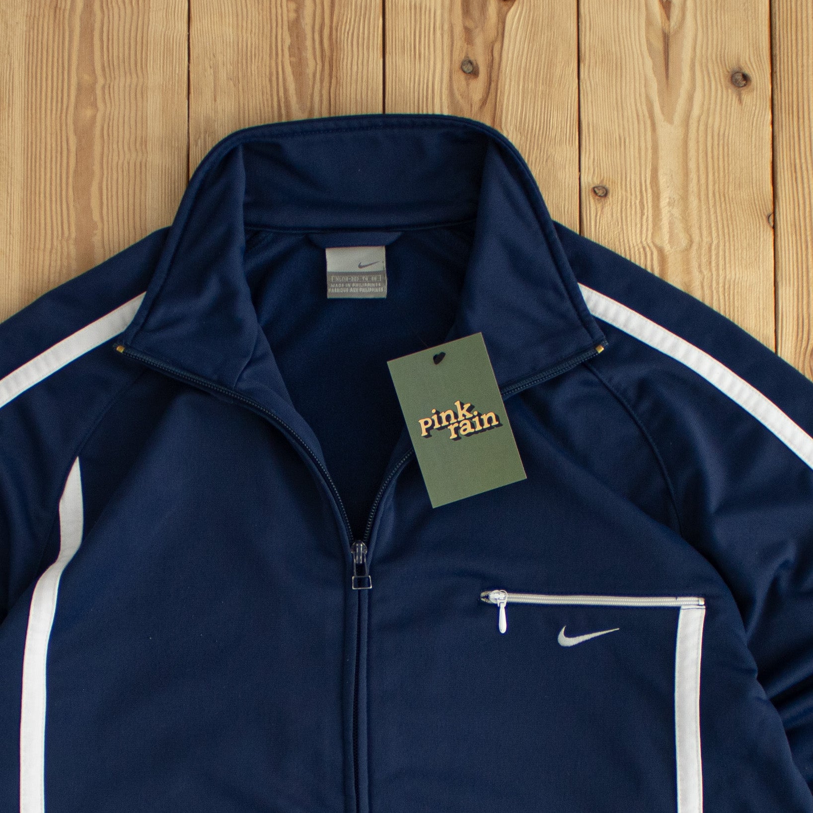 (S/M) Nike Vintage Embroidered Full-Zip Sweatshirt Blue
