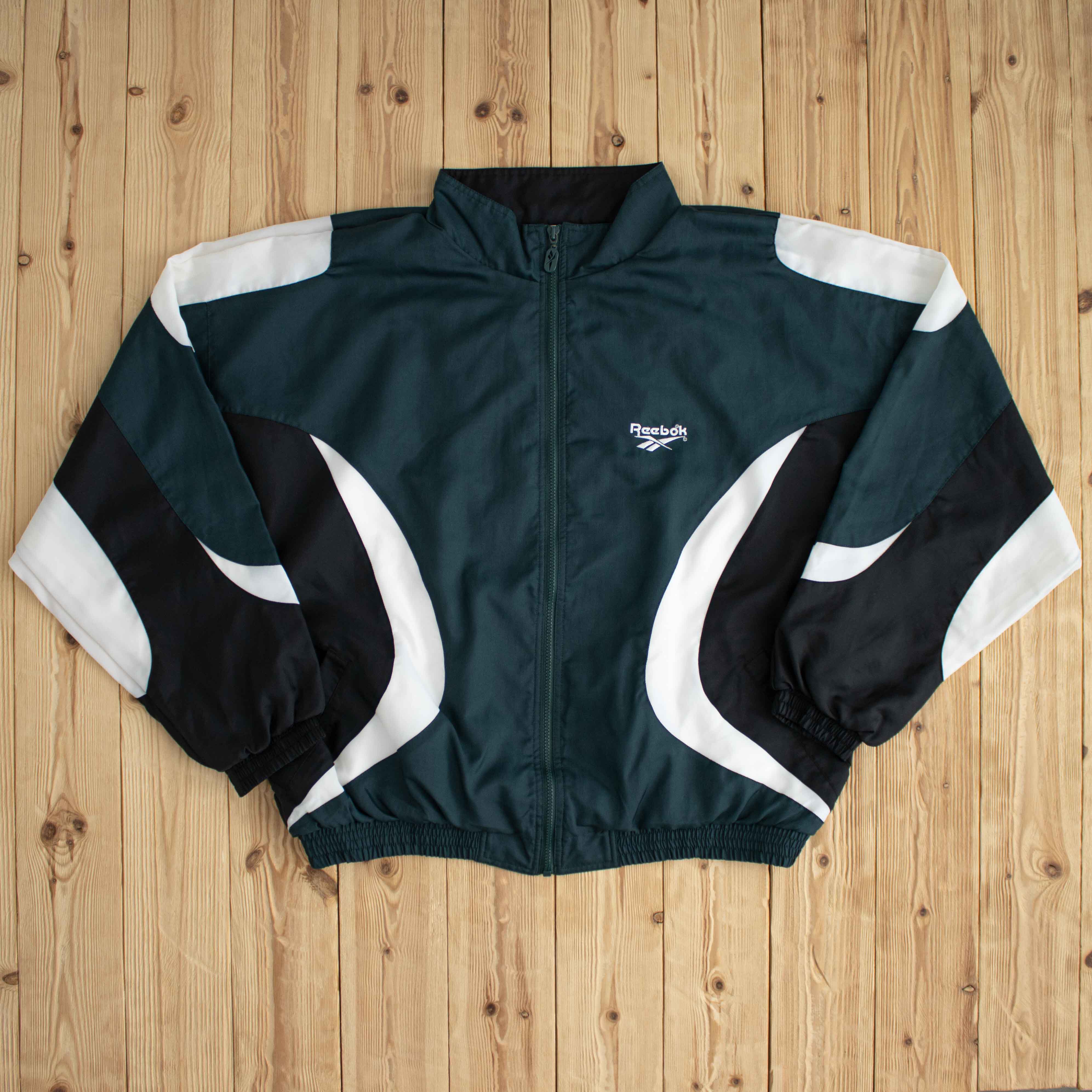 (L/XL) Reebok Vintage Embroidered Jacket Green