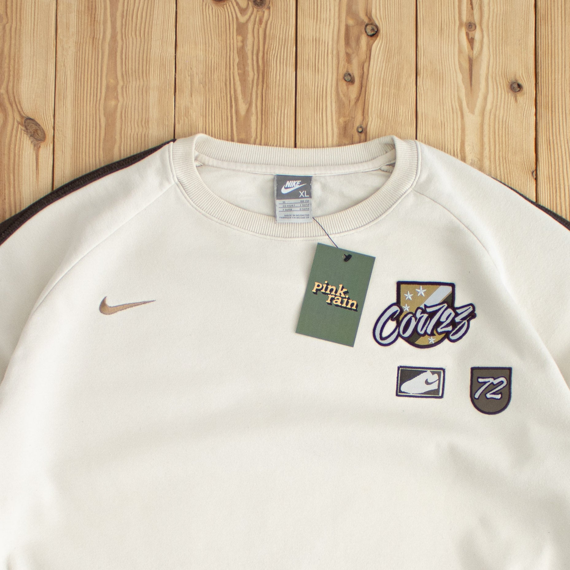 (L) Nike Cortez 72 Vintage Embroidered Sweatshirt Beige