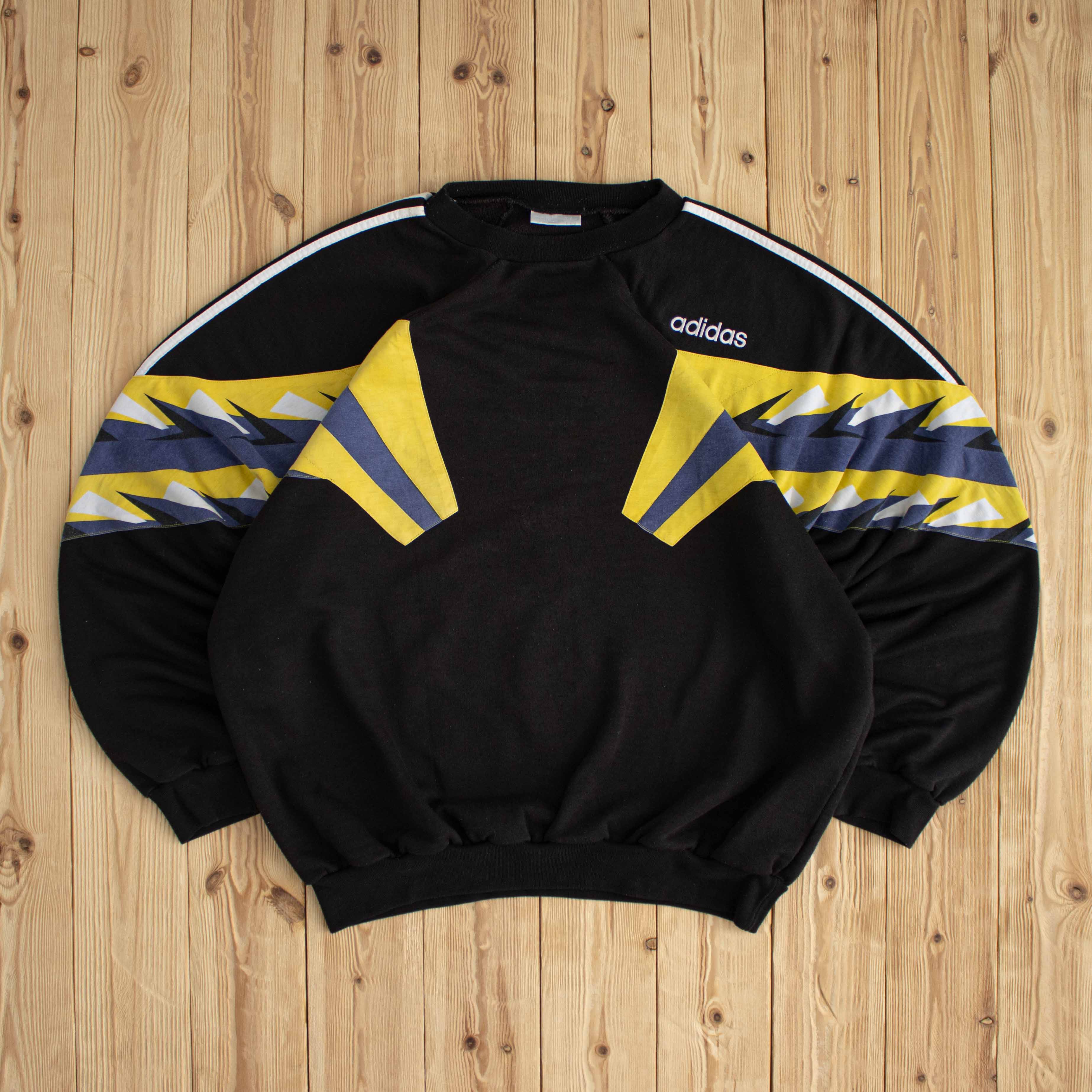 (XL) Adidas Vintage Embroidered Sweatshirt Black