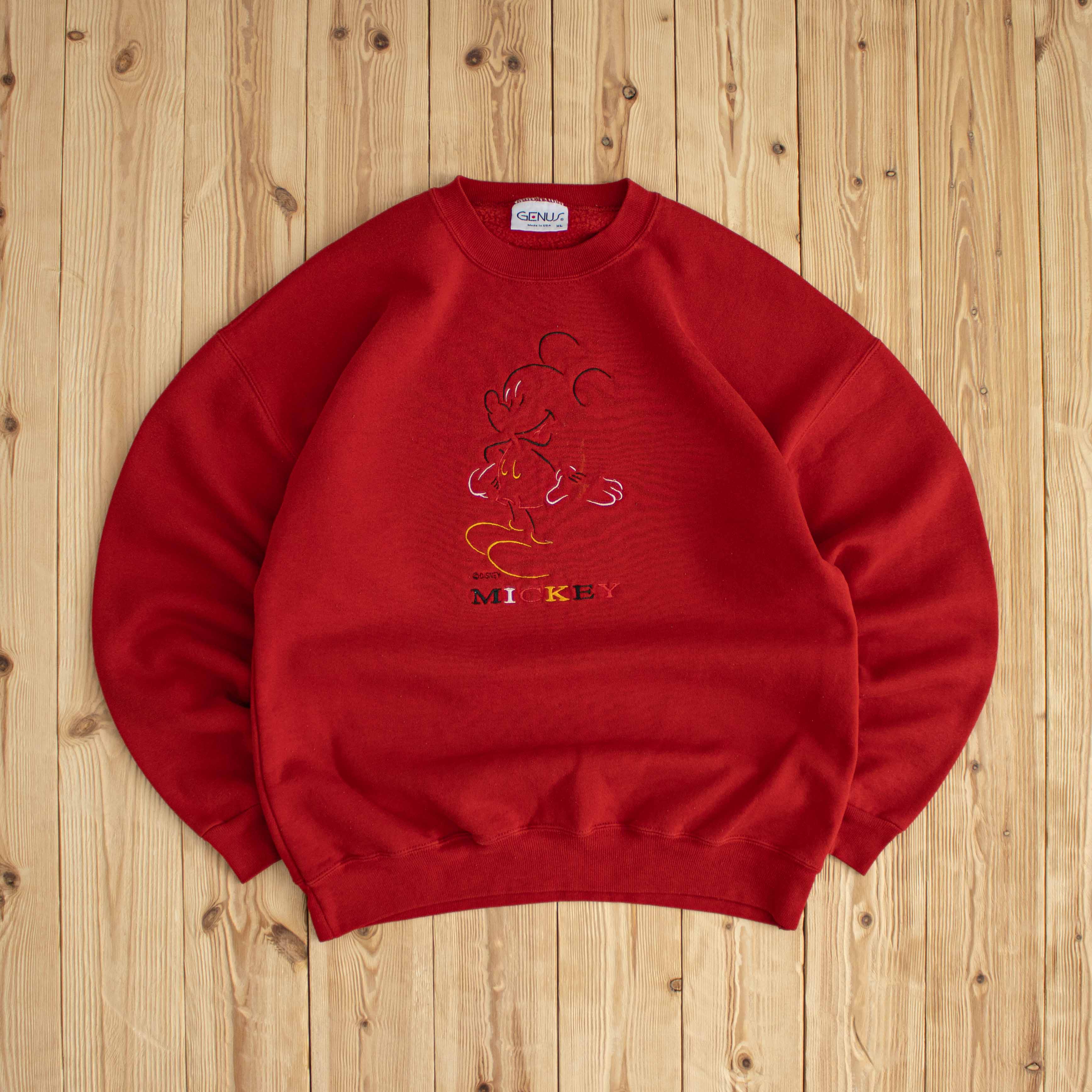 (M) Genus Mickey Vintage Embroidered Sweatshirt Red