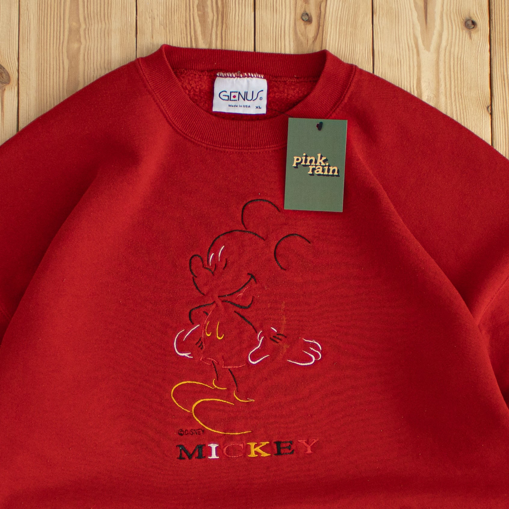 (M) Genus Mickey Vintage Embroidered Sweatshirt Red