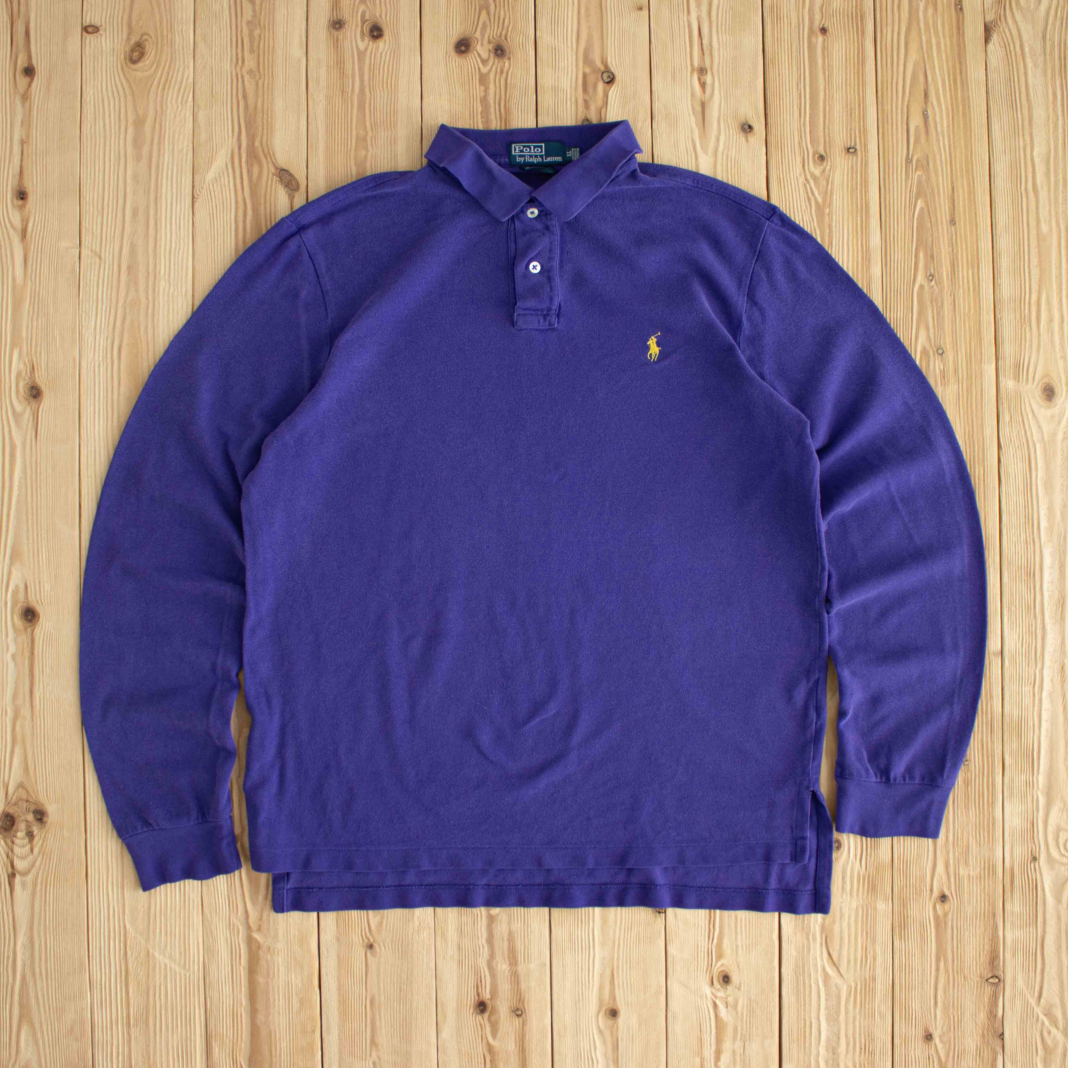 (L) Polo Ralph Lauren Vintage Embroidered Polo Longlseeve Purple