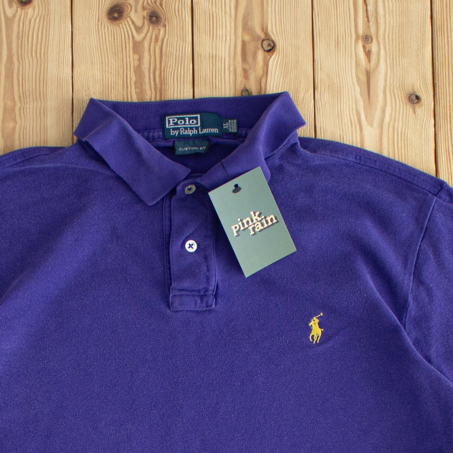 (L) Polo Ralph Lauren Vintage Embroidered Polo Longlseeve Purple