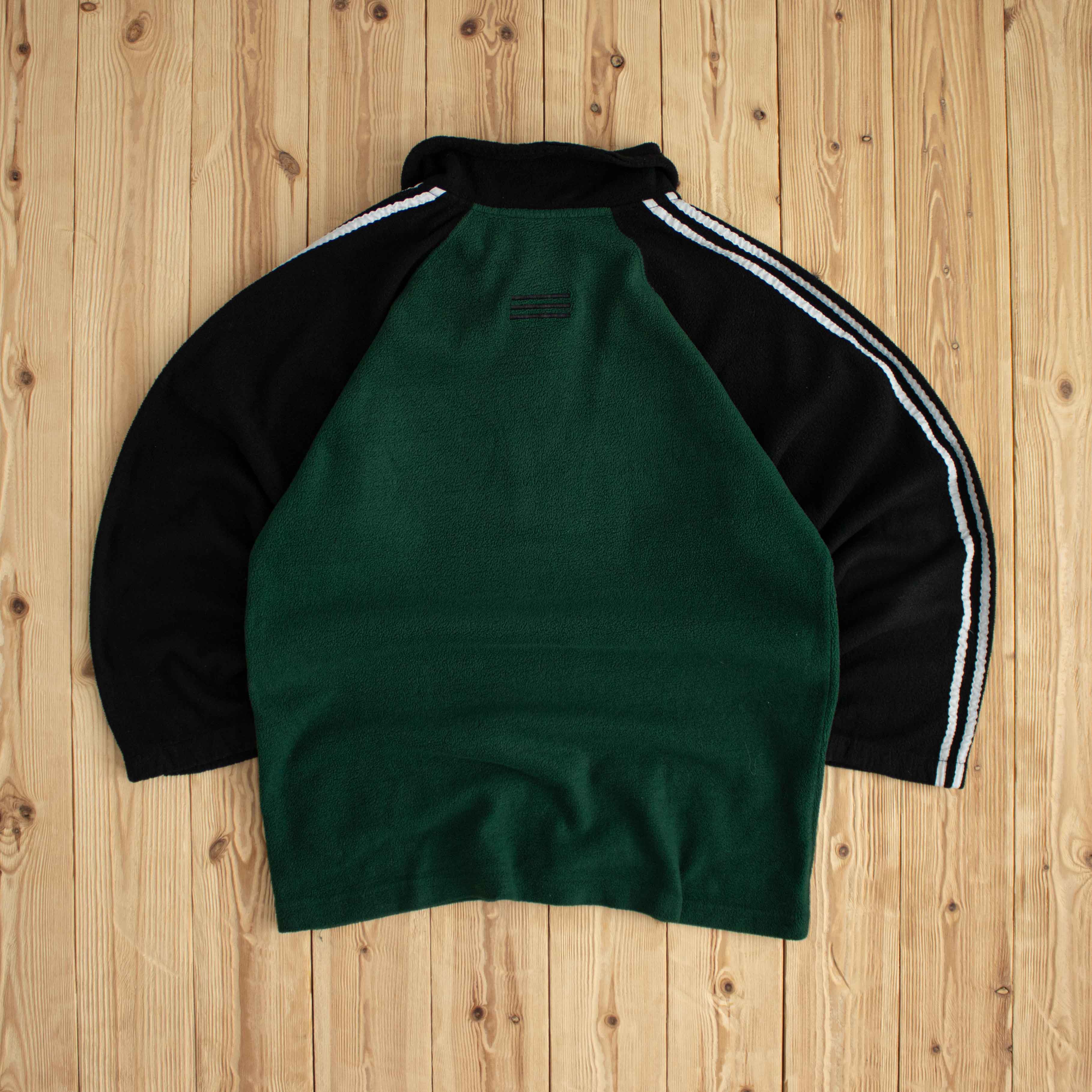 (M/L) Adidas Vintage Embroidered Fleece Quarter-Zip Green