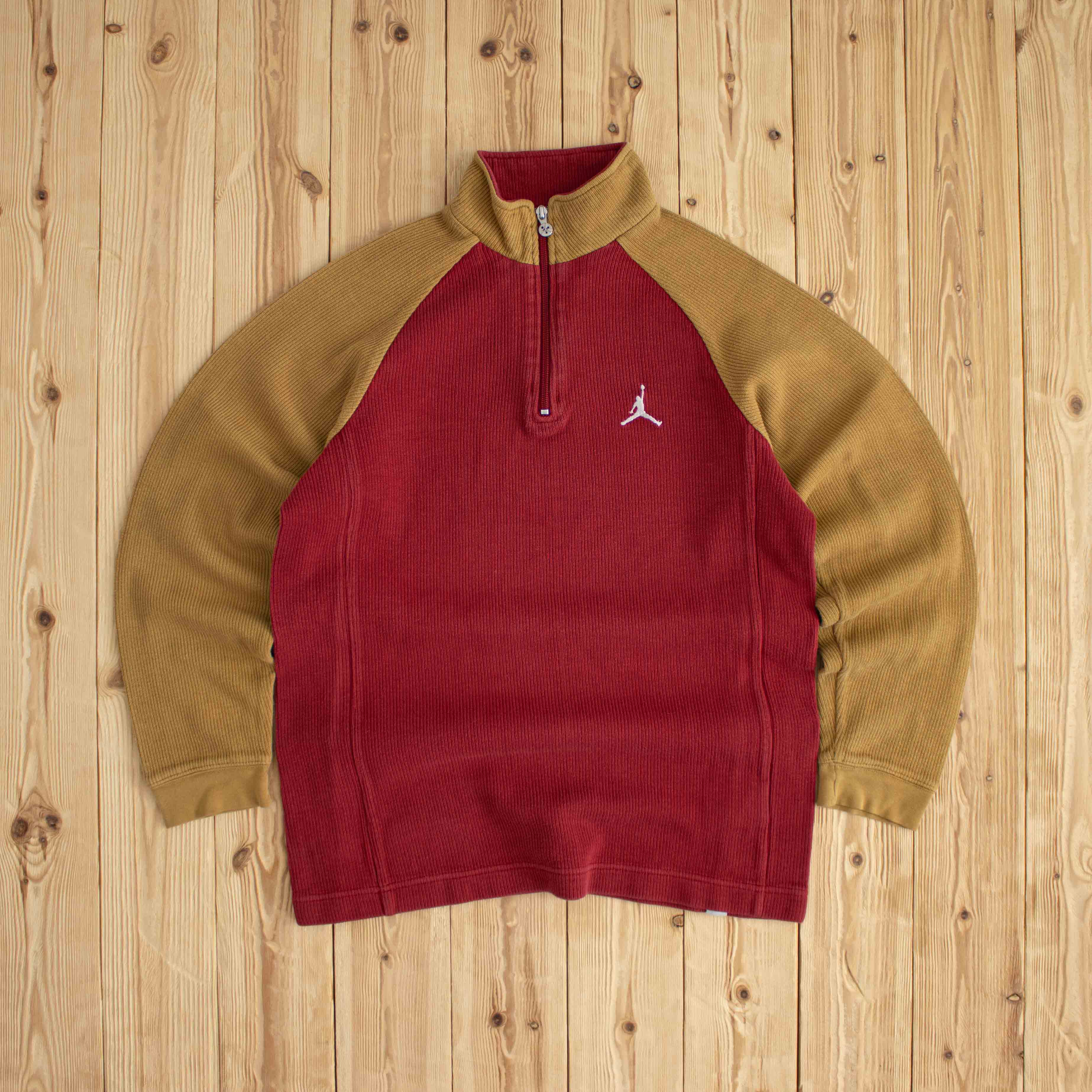 (M) Air Jordan Vintage Embroidered Quarter-Zip Red