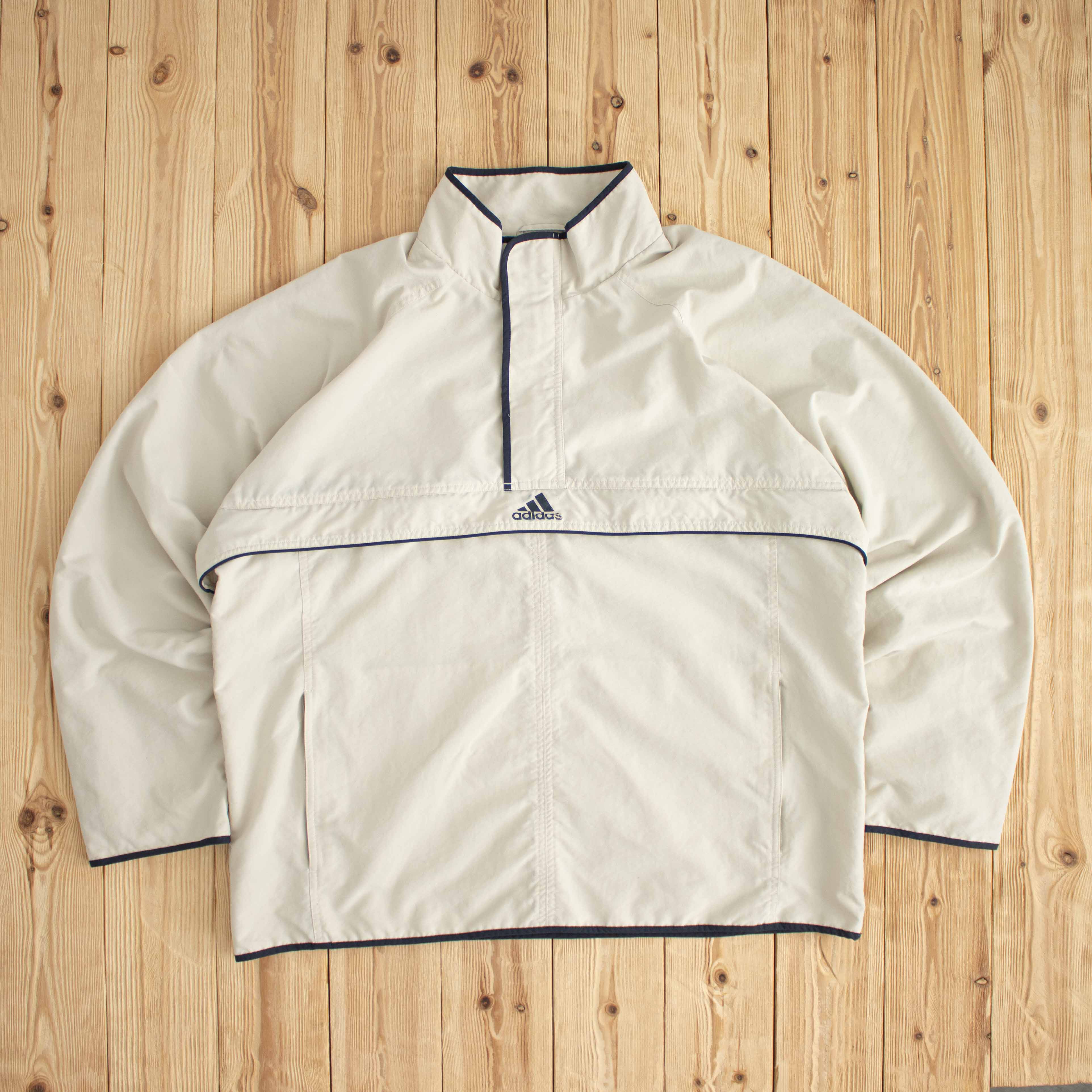 (XL) Adidas Vintage Quarter-Zip Jacket Beige