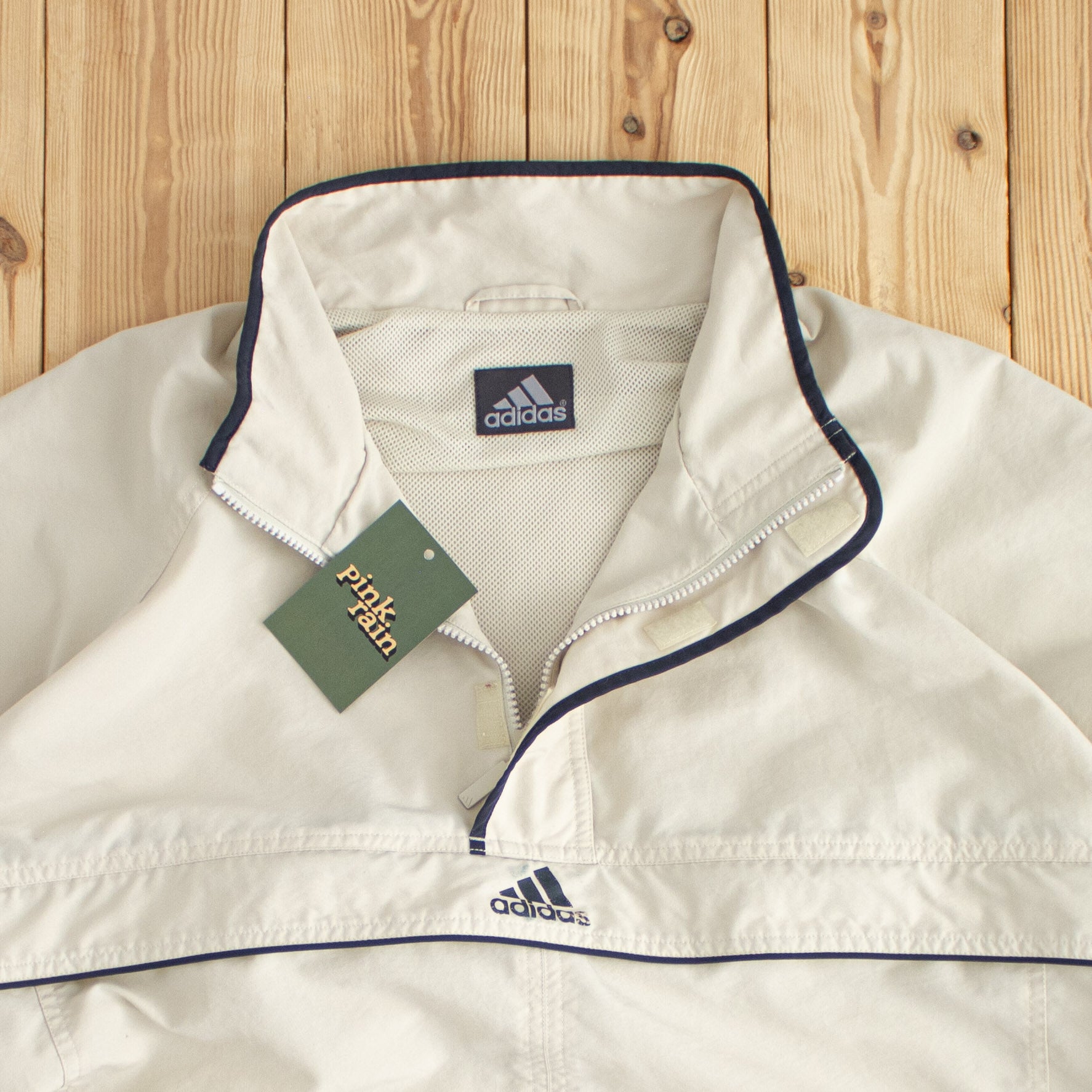 (XL) Adidas Vintage Quarter-Zip Jacket Beige