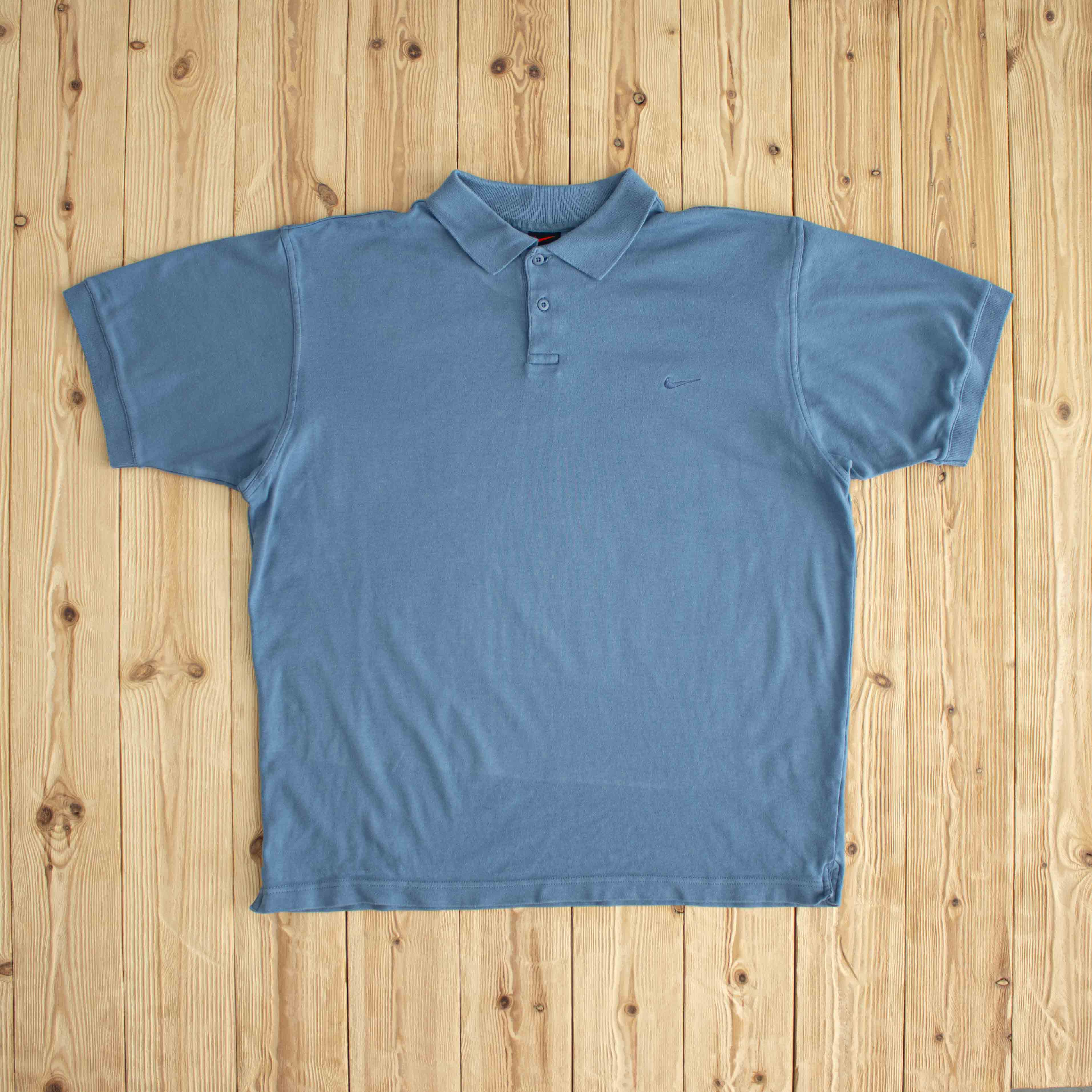 (L) Nike Vintage Embroidered Polo T-Shirt Blue