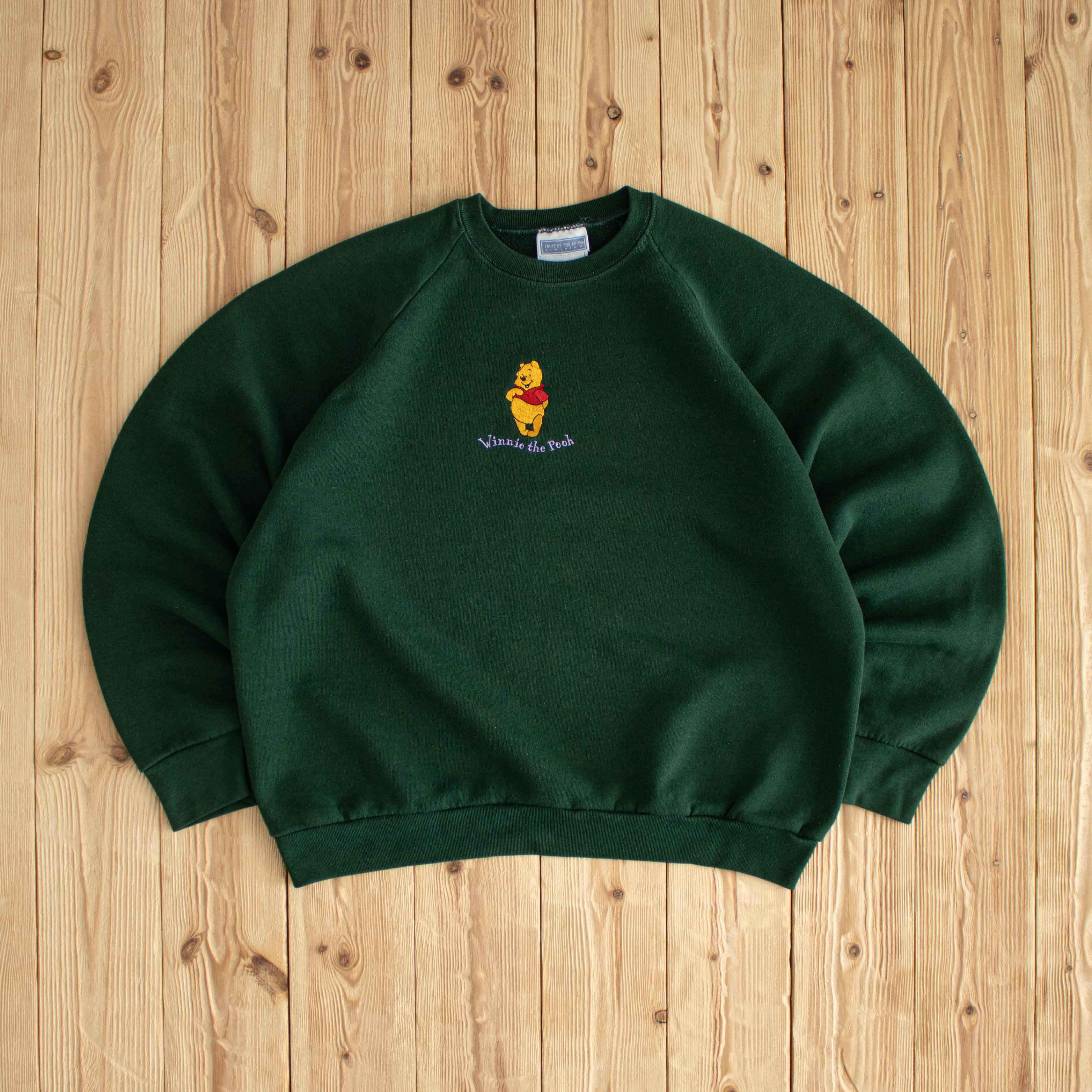 (M) 80s Winnie The Pooh Vintage Embroidered Sweatshirt Green