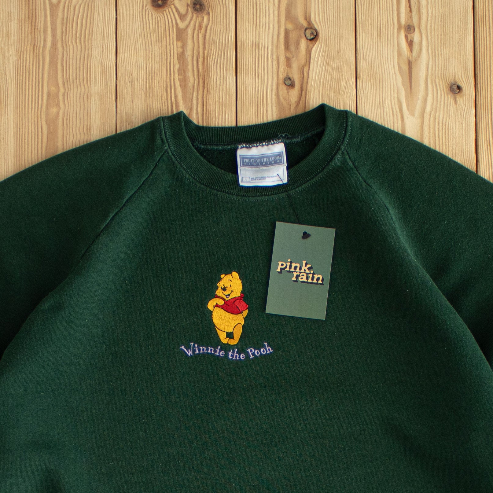 (M) 80s Winnie The Pooh Vintage Embroidered Sweatshirt Green