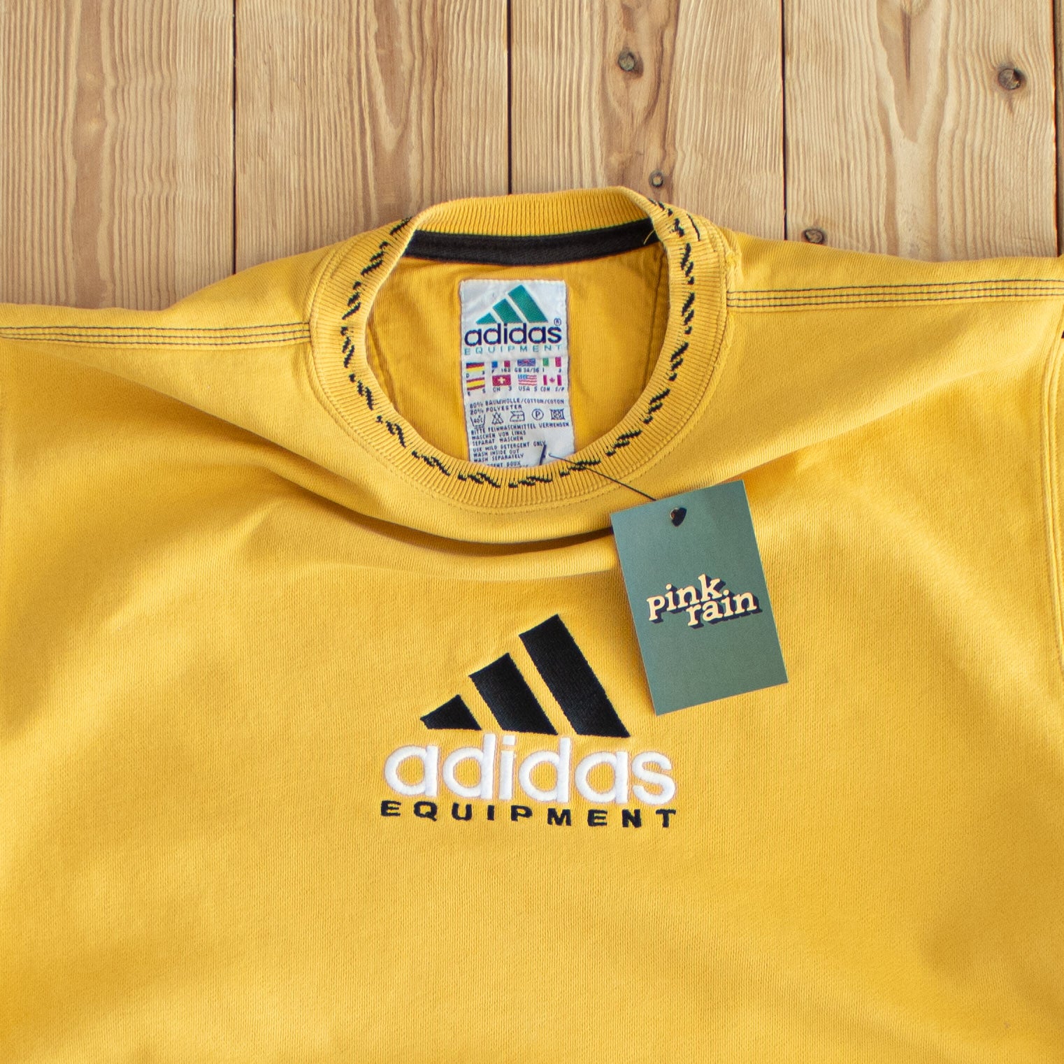 (S) Adidas Equipment Vintage Embroidered Sweatshirt Yellow