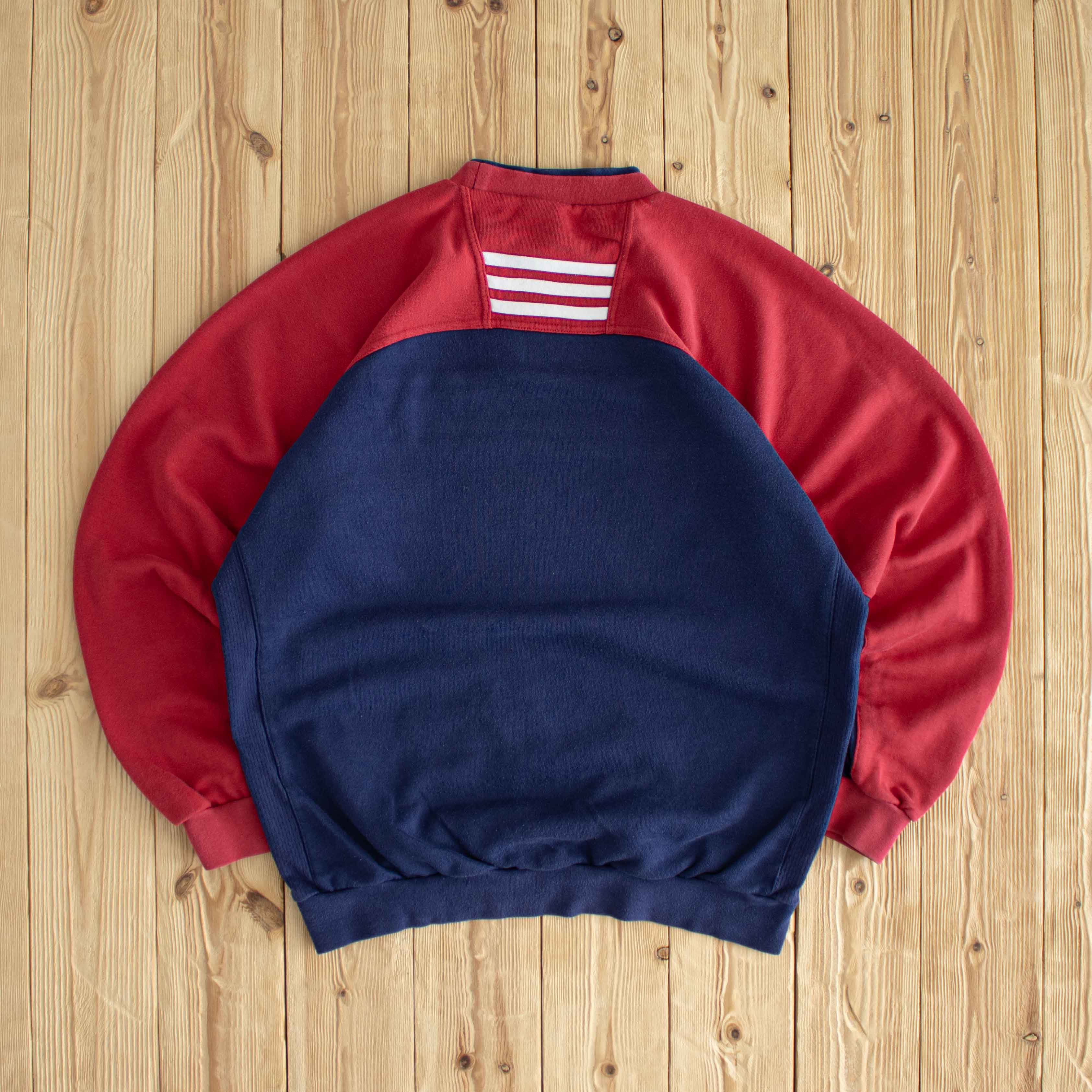 (M) Adidas Center Logo Vintage Embroidered Sweatshirt Blue