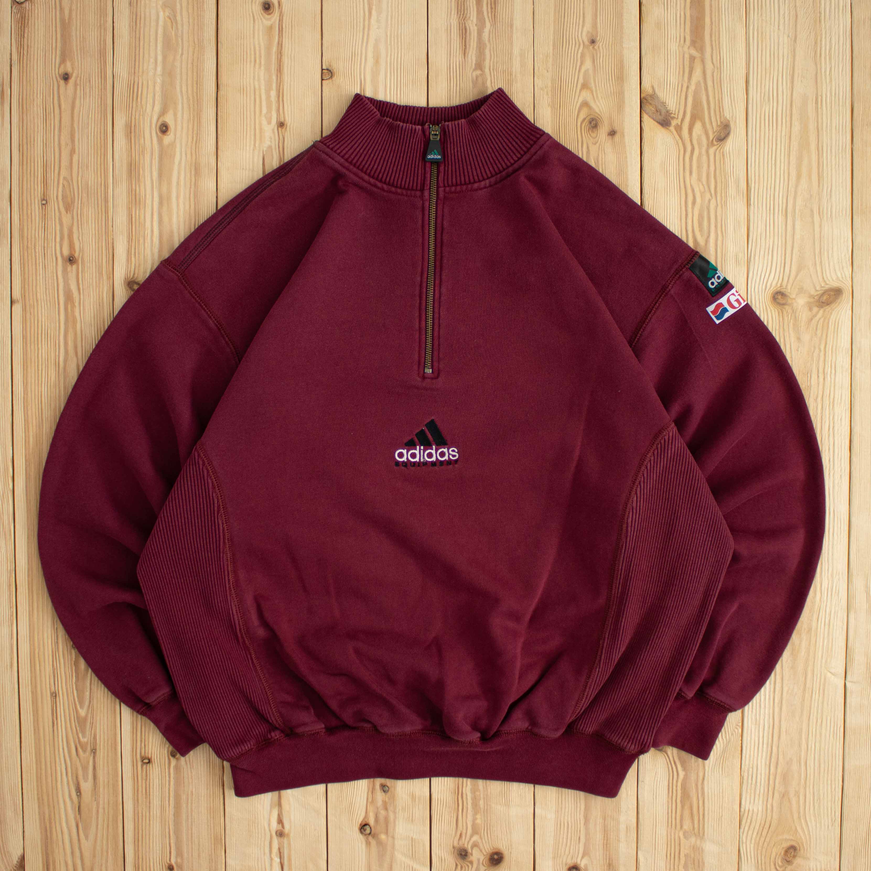 (L) Vintage Adidas Equipment Embroidered Quarter-Zip Sweatshirt