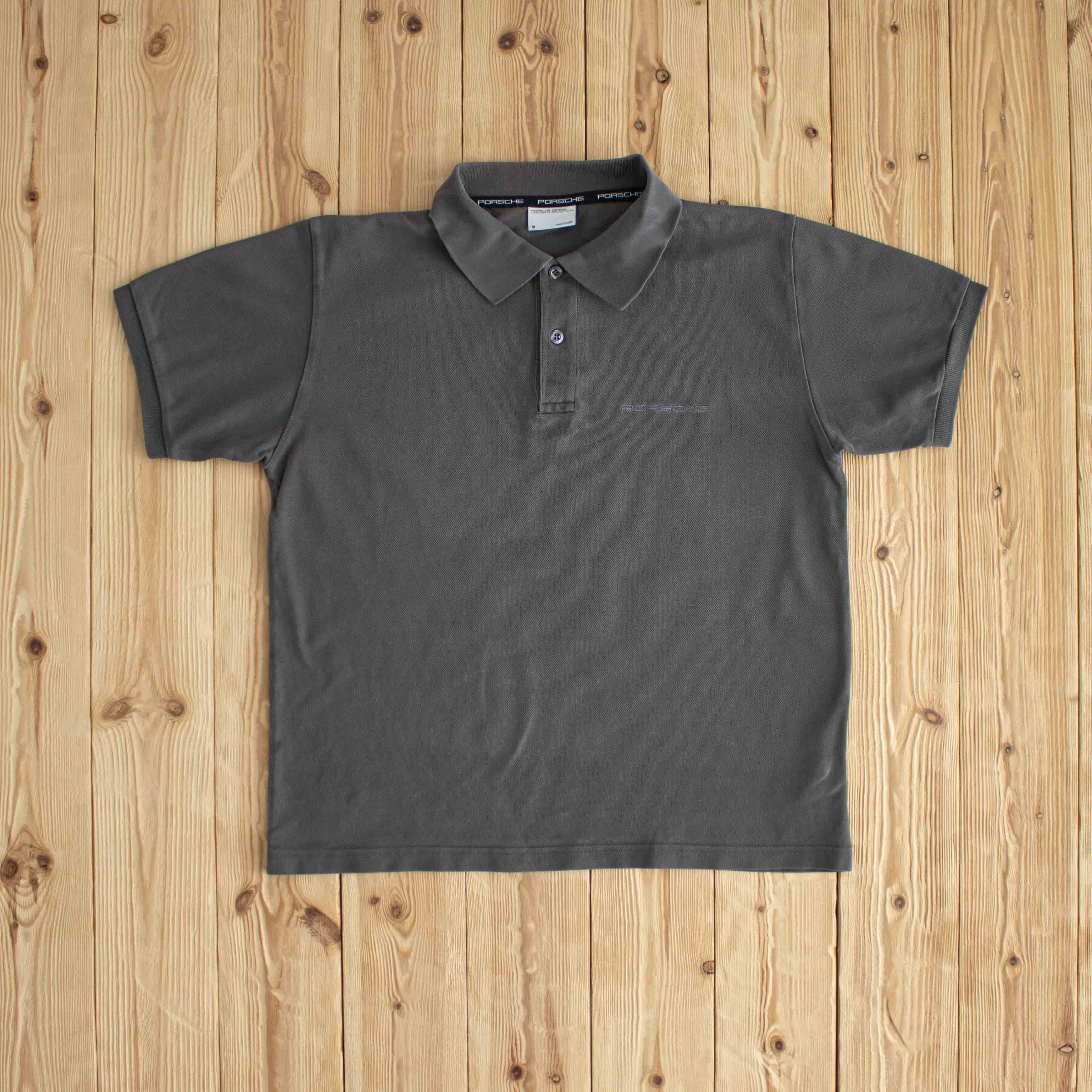 (S/M) Porsche Embroidered Polo Shirt Gray