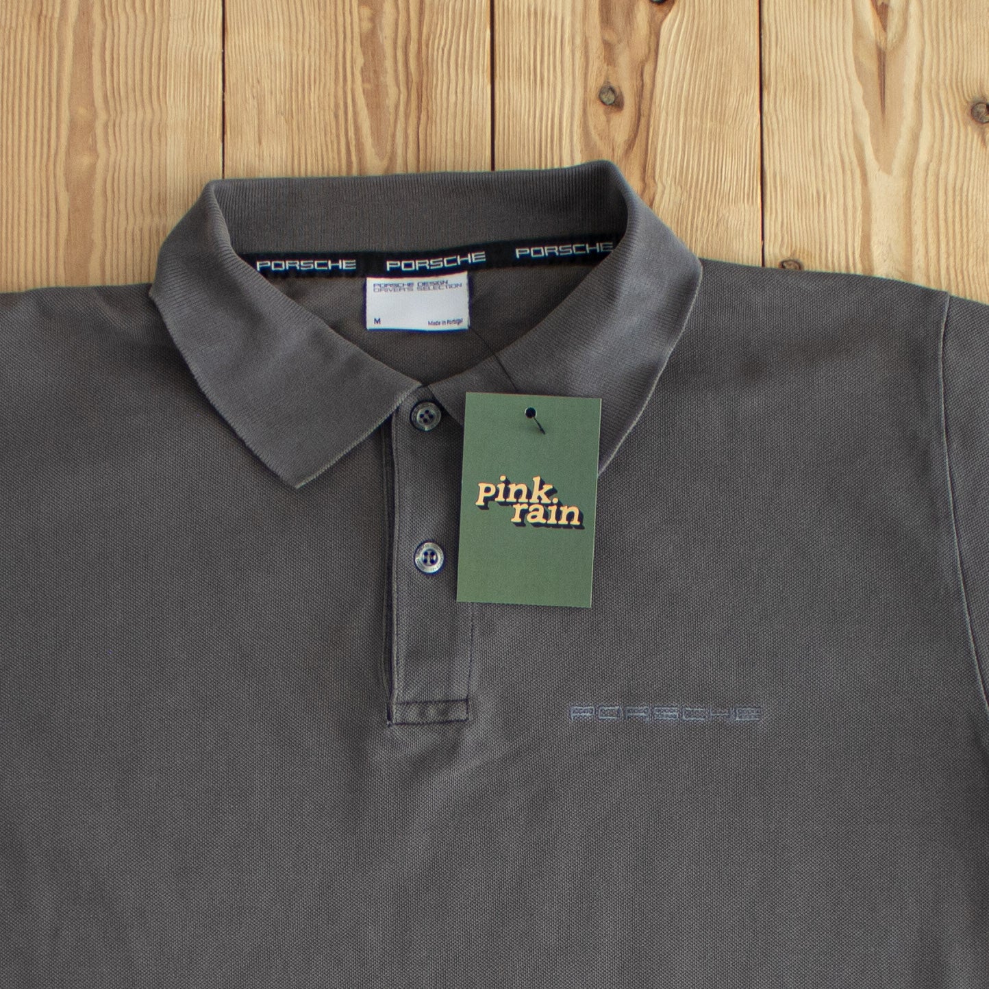 (S/M) Porsche Embroidered Polo Shirt Gray