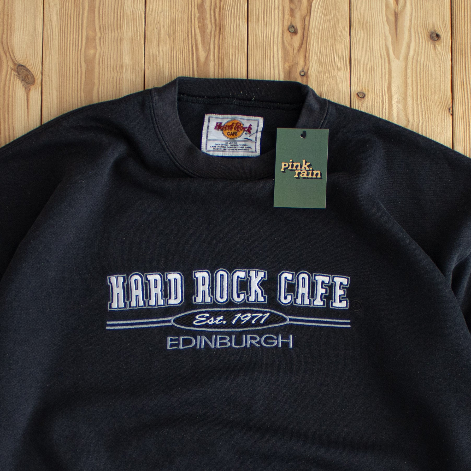 (L) Hard Rock Cafe Edinburgh Vintage Embroidered Sweatshirt Black