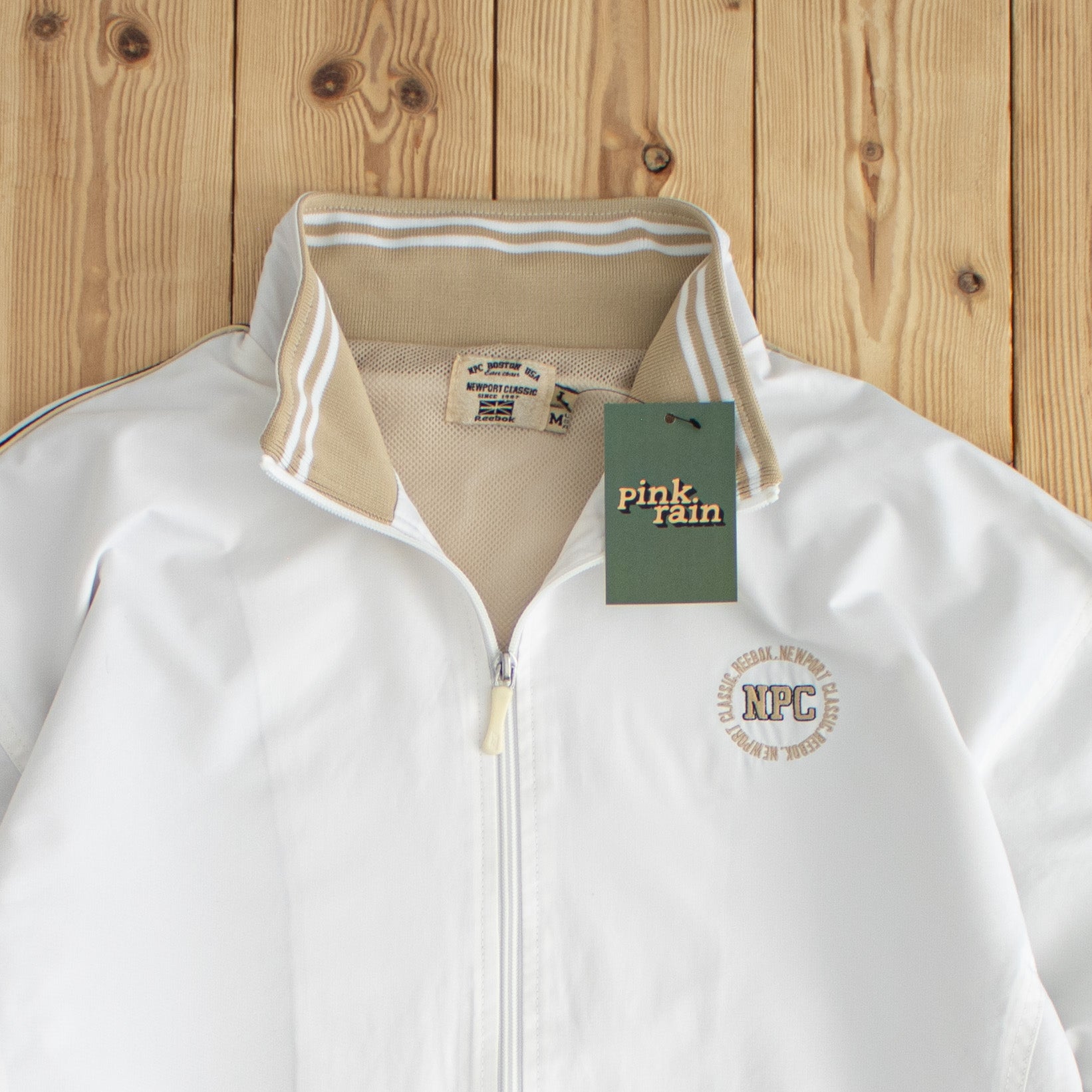 (L) Reebok Newport Classic Vintage Embroidered Jacket White