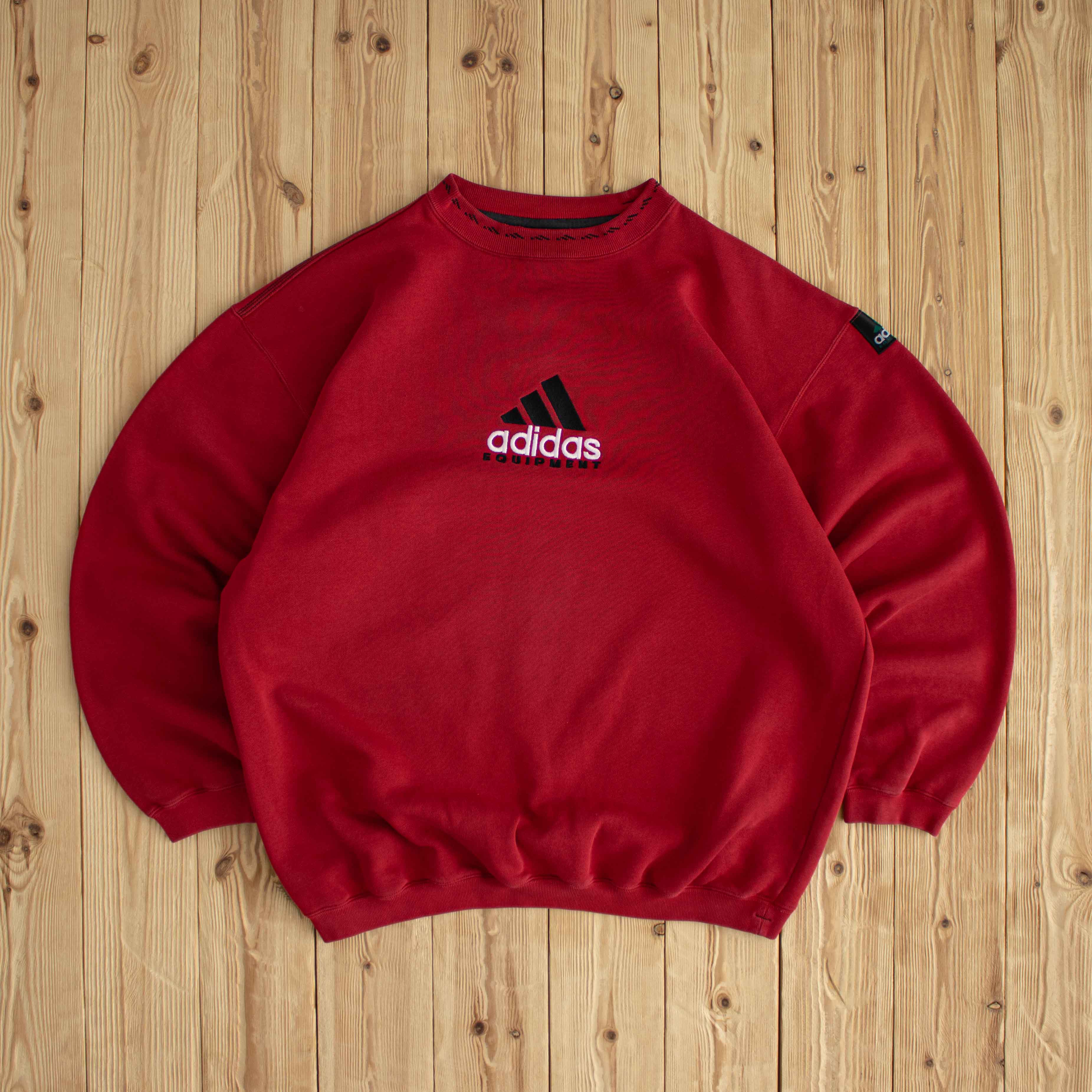 (L/XL) Adidas Equipment Vintage Embroidered Sweatshirt Red