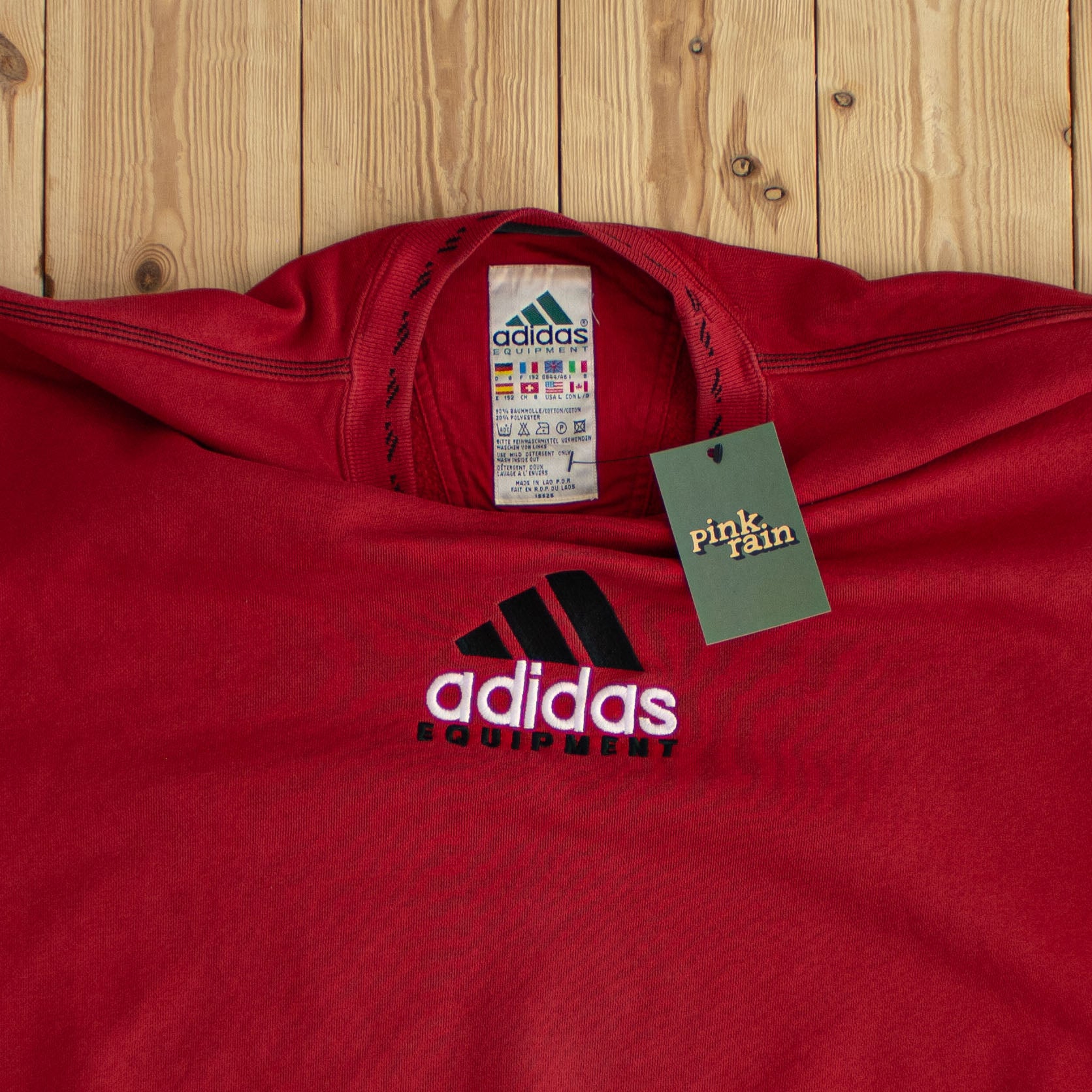 (L/XL) Adidas Equipment Vintage Embroidered Sweatshirt Red