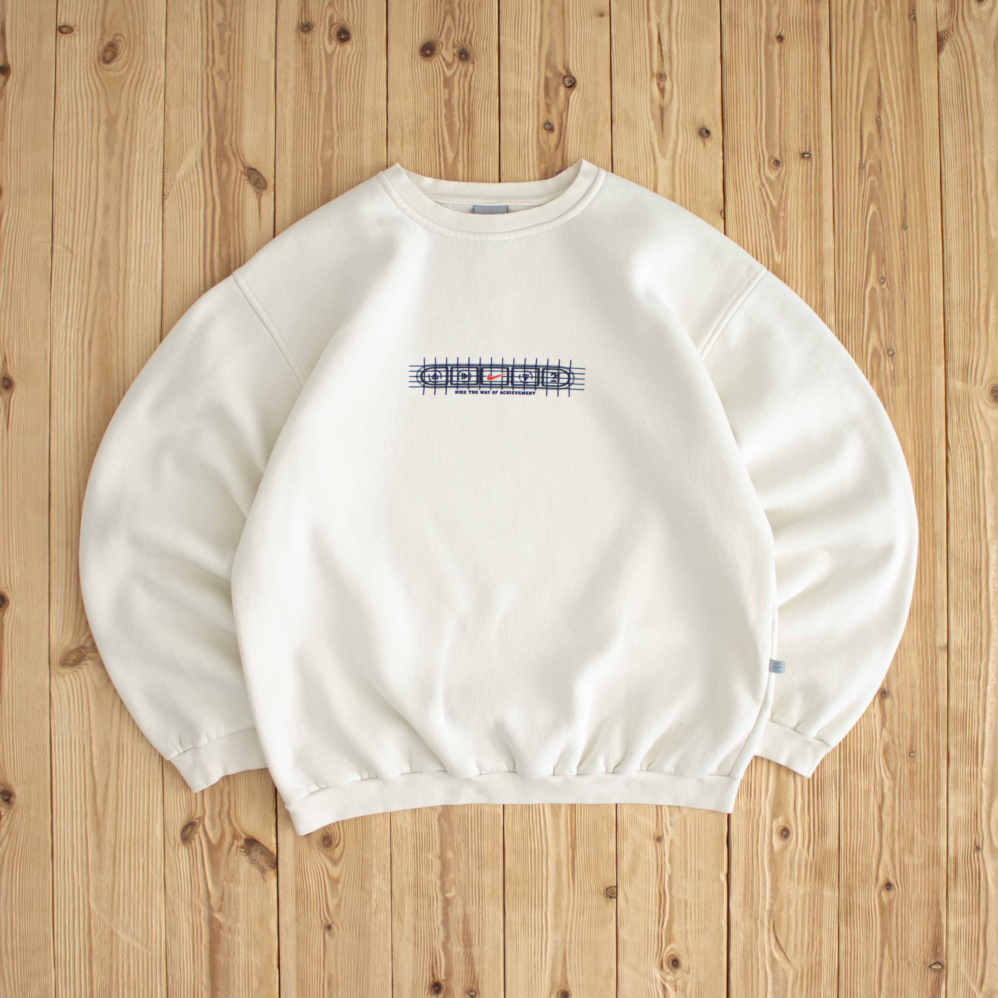 (M) Nike 'The Way Of Achievement' Vintage Y2K Sweatshirt Beige