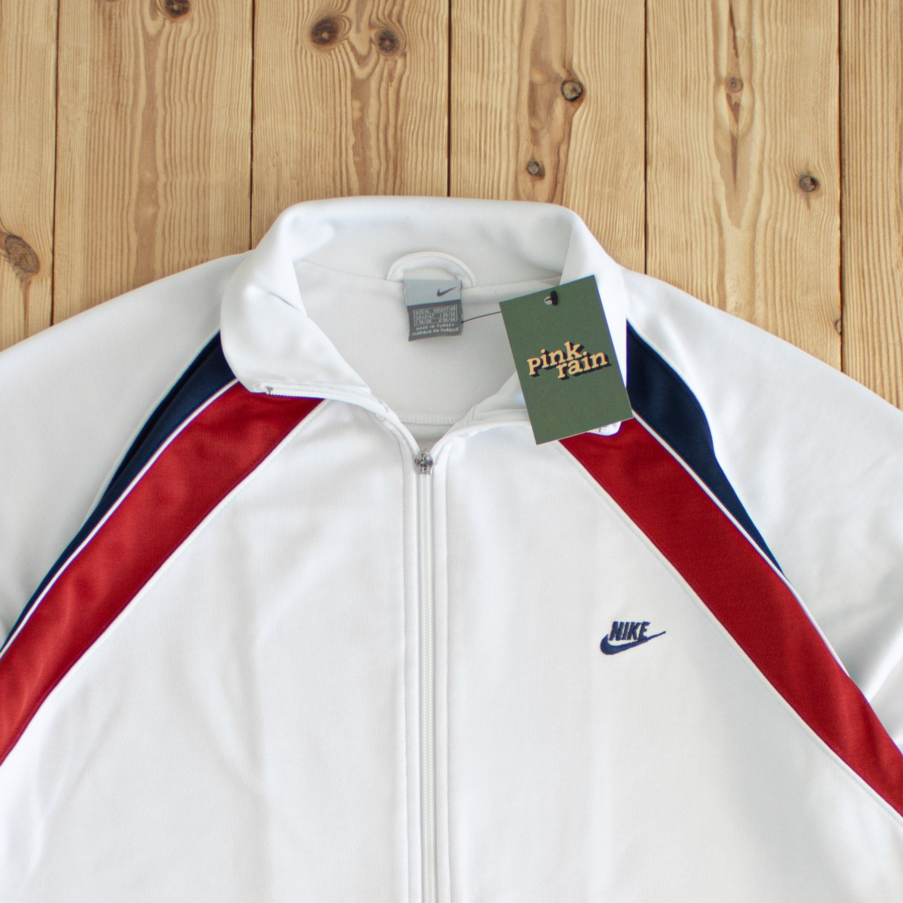 (L) Nike Vintage Embroidered Full-Zip Sweatshirt White
