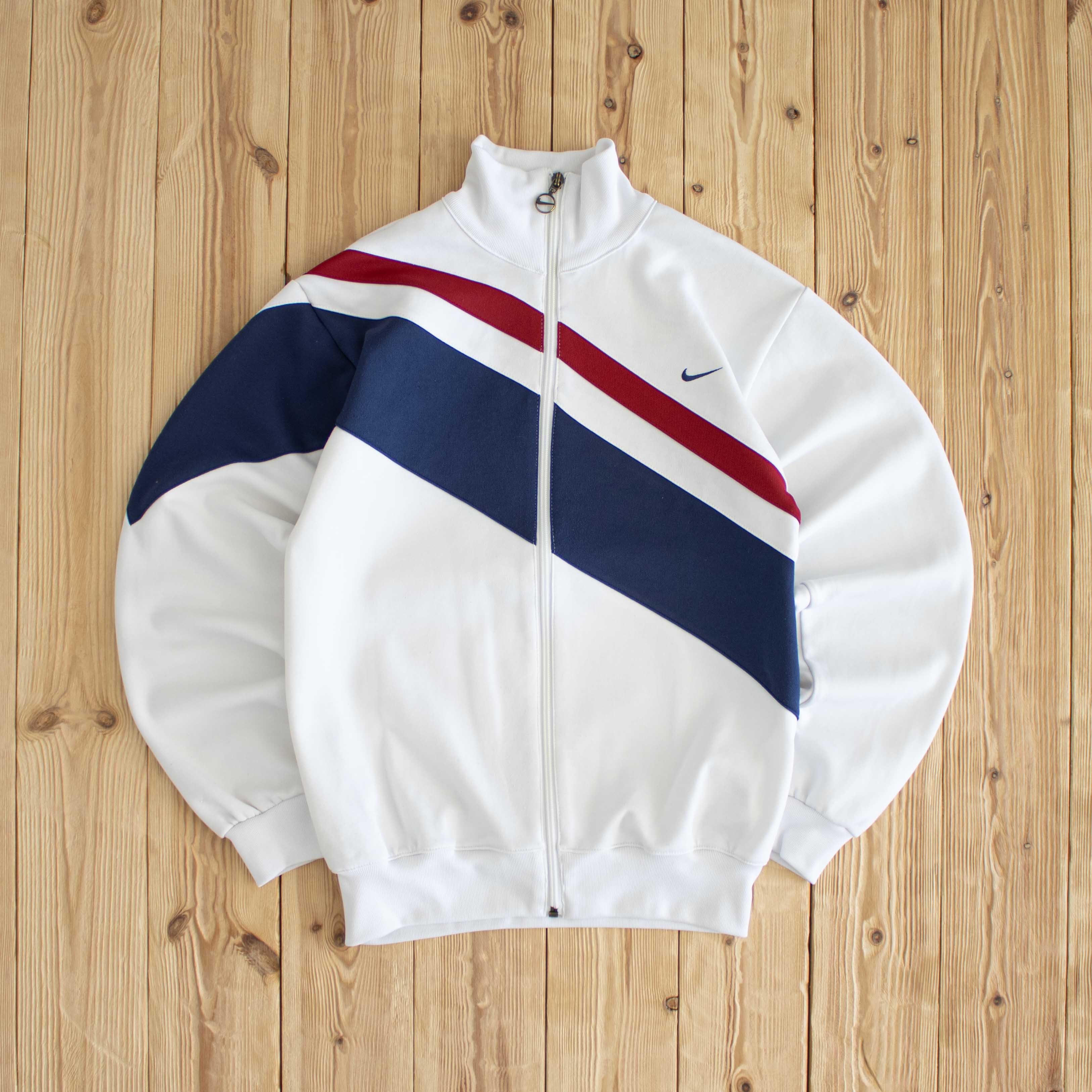 (S) Nike Vintage Embroidered Full-Zip Sweatshirt White