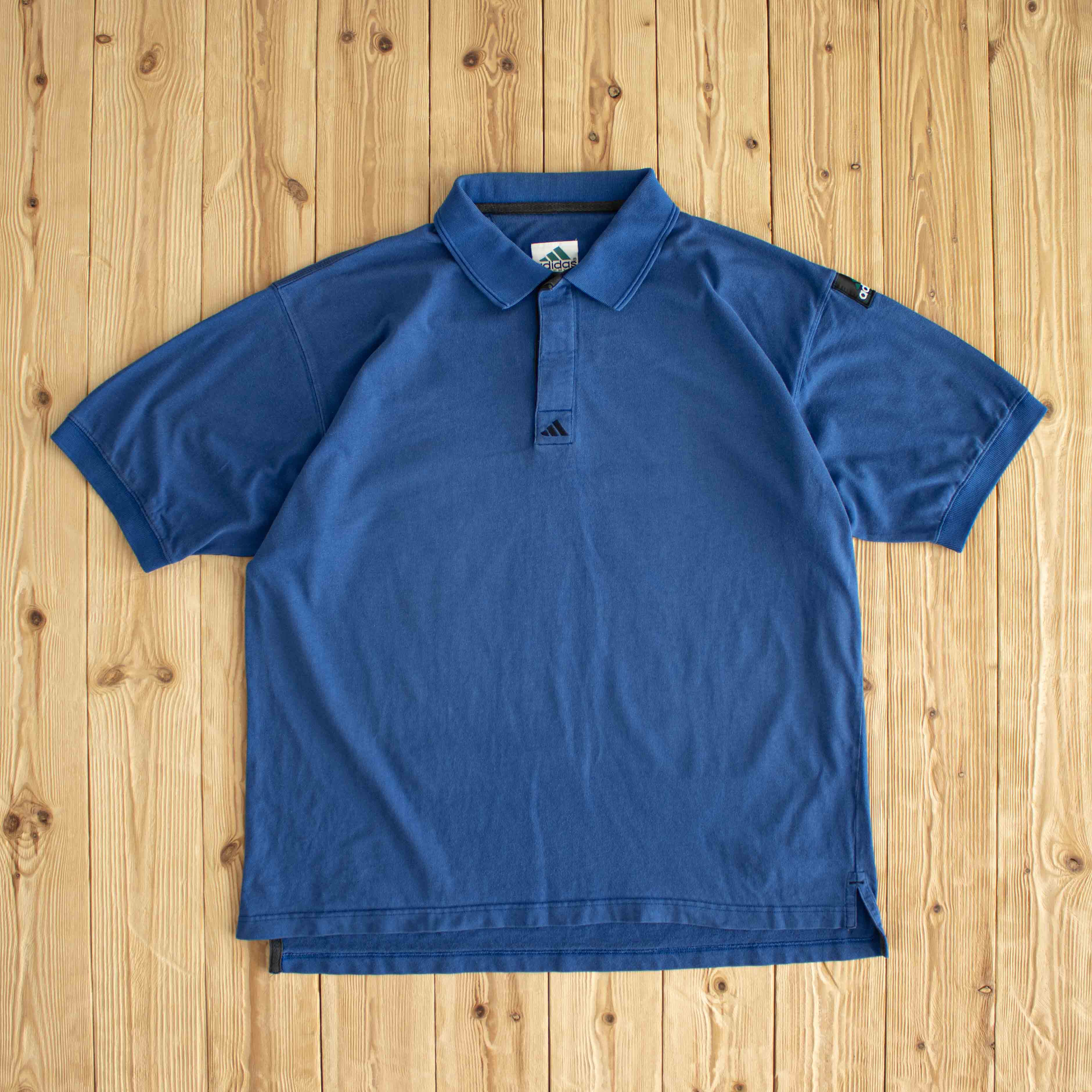 (L/XL) Adidas Equipment Vintage Embroidered Polo T-Shirt Blue