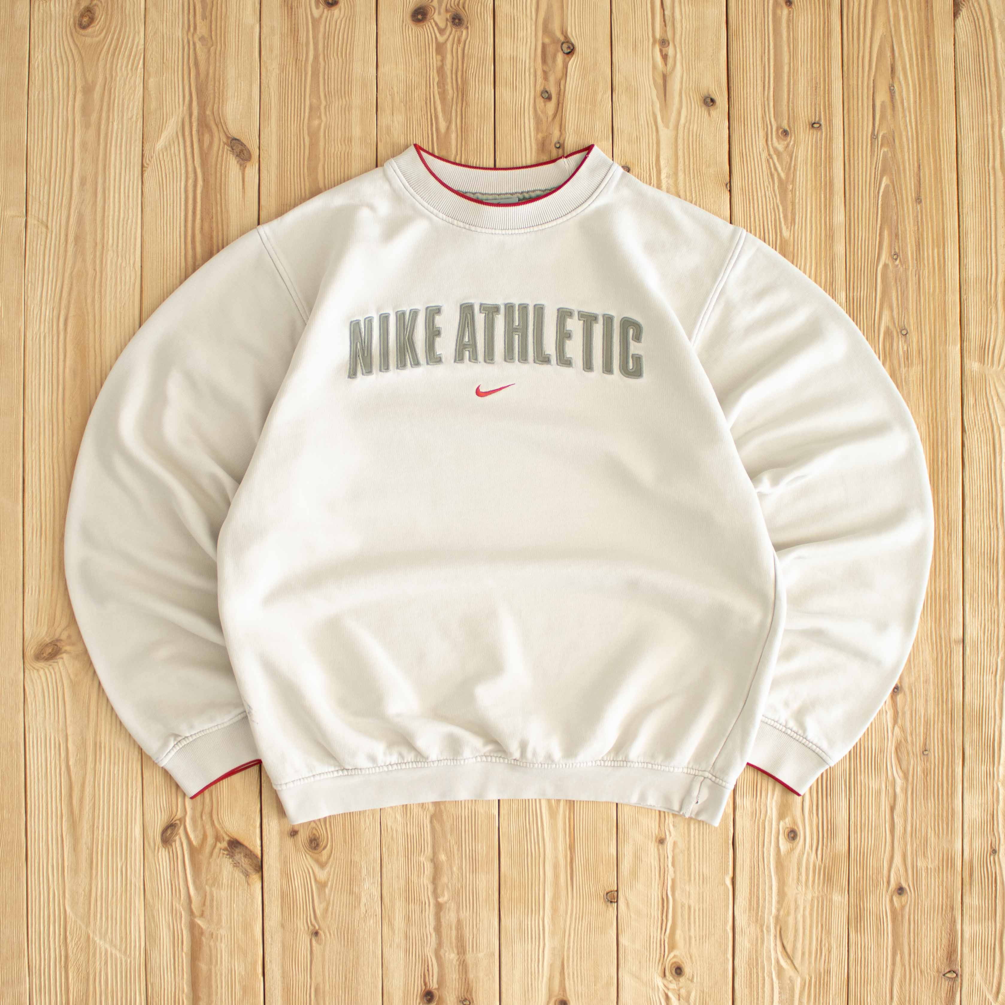 (S/M) Nike Athletic Vintage Embroidered Sweatshirt Beige