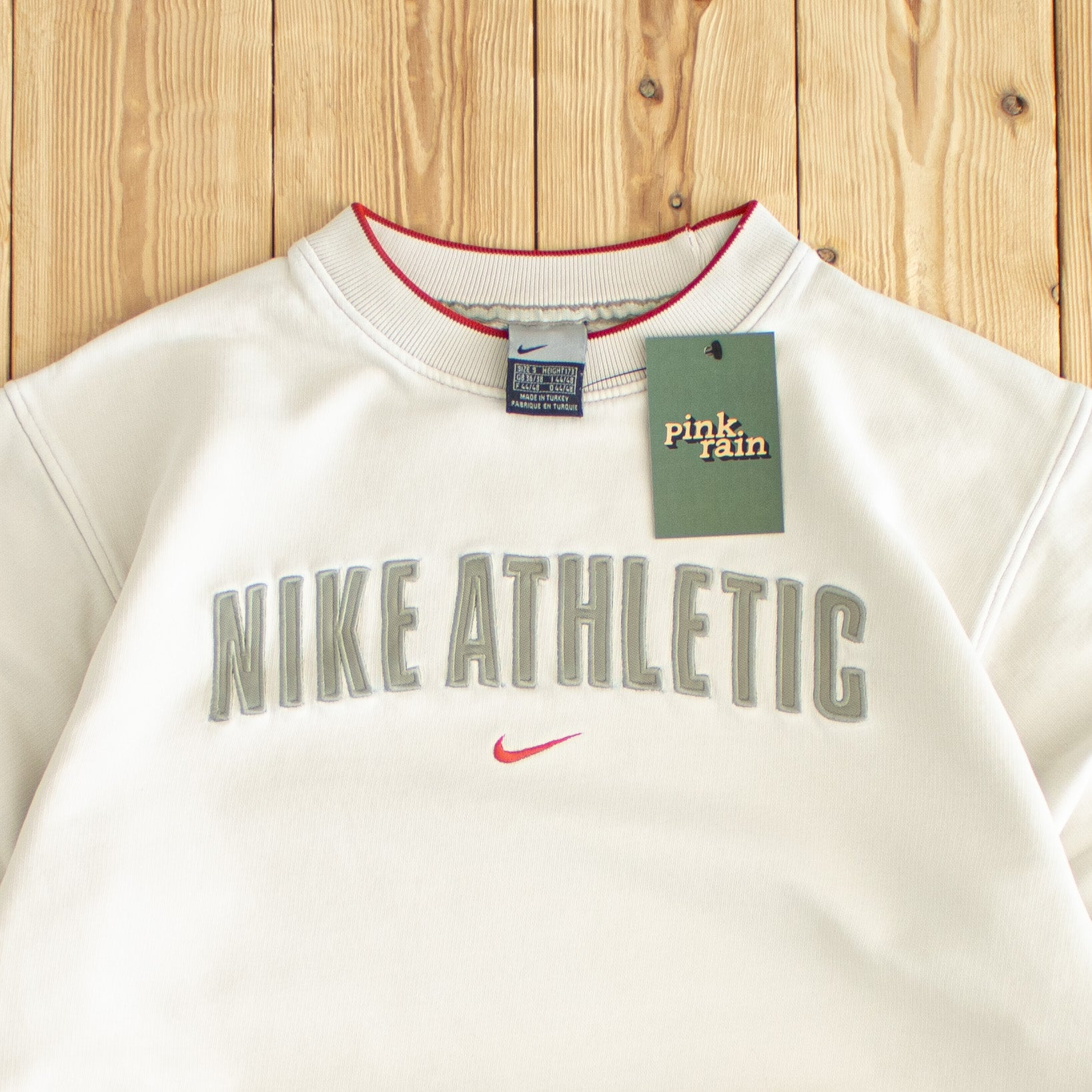 (S/M) Nike Athletic Vintage Embroidered Sweatshirt Beige