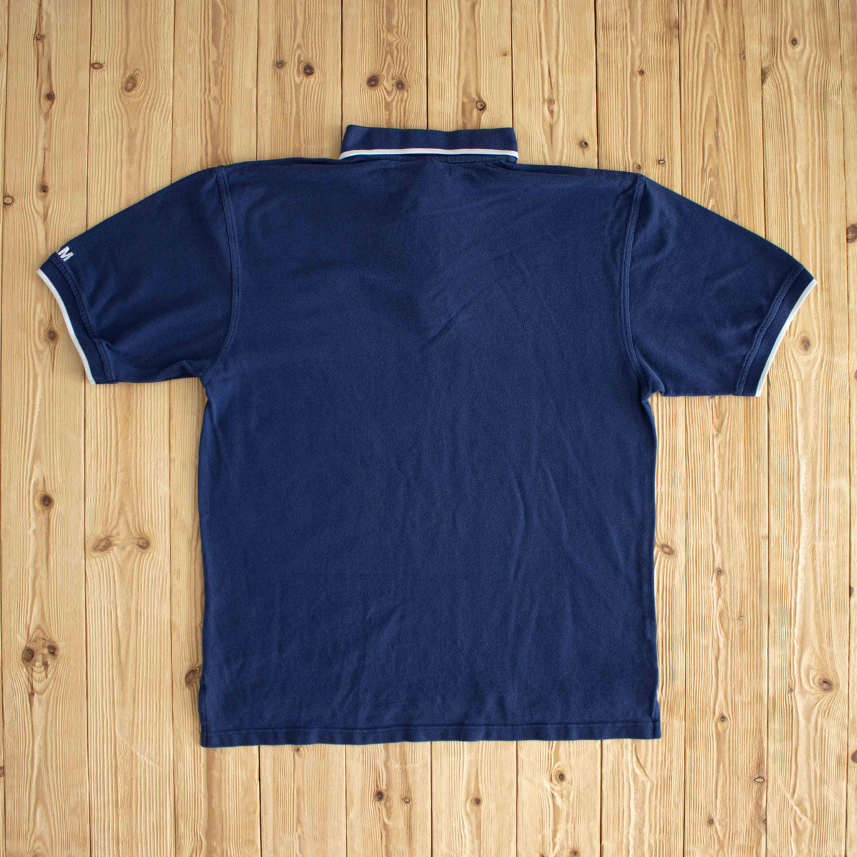 (L/XL) Adidas Vintage Embroidered Polo T-Shirt Blue