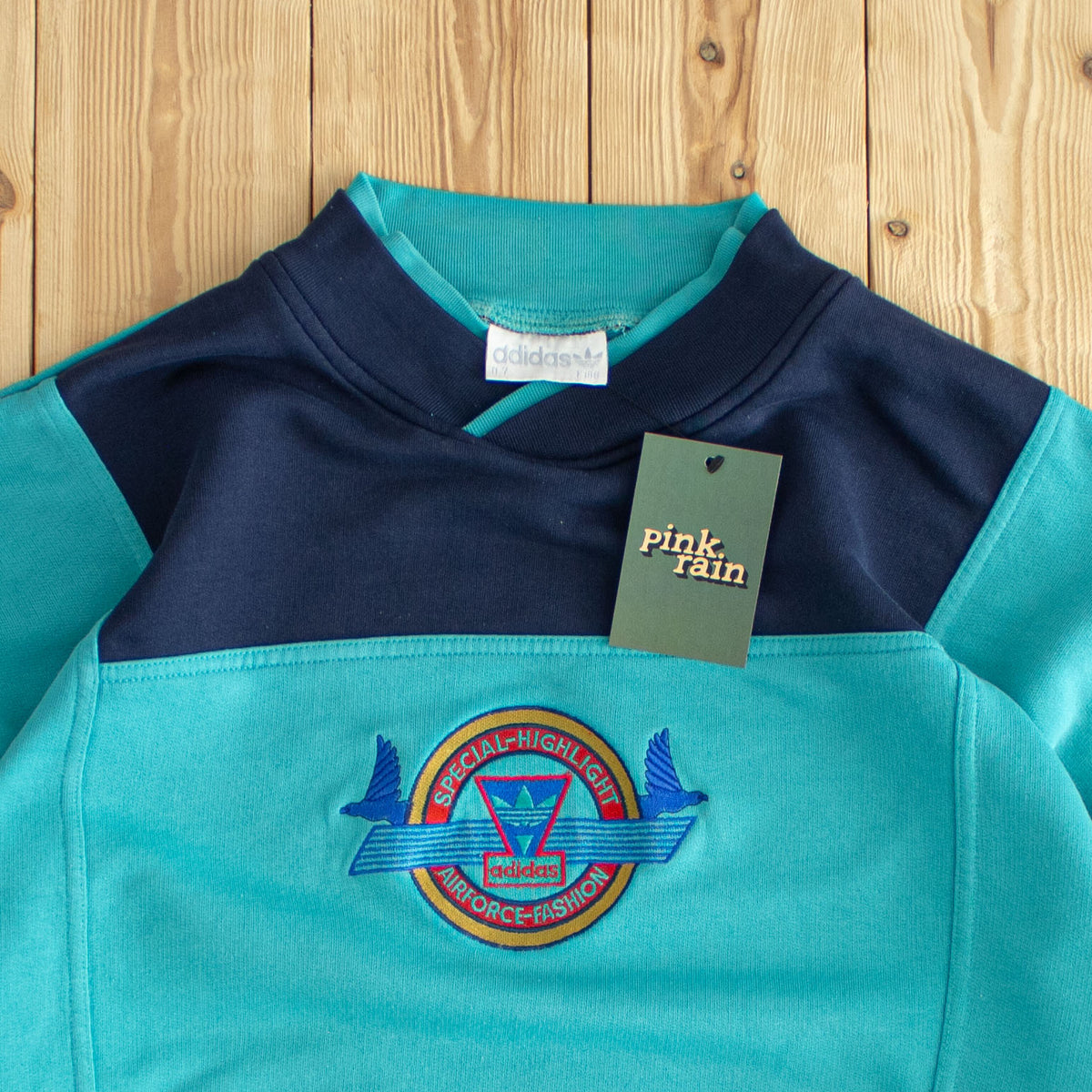 (L) Adidas Air Force Fashion Vintage Embroidered Sweatshirt Blue